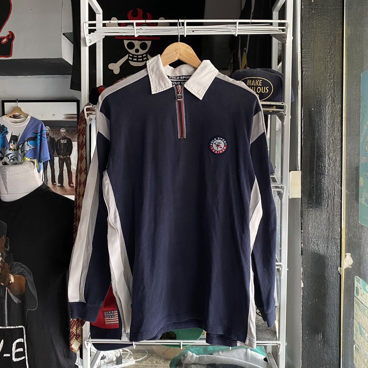 Polo Ralph Lauren × Vintage Polo Sport Trainer Half Zipper Vintage Marathon Polos L/S Size US L / EU 52-54 / 3 - 1 Thumbnail