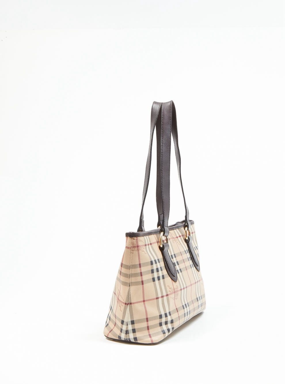 Burberry BURBERRY Beige Nova Check Coated Canvas Zip Tote Bag Size ONE SIZE - 4 Thumbnail