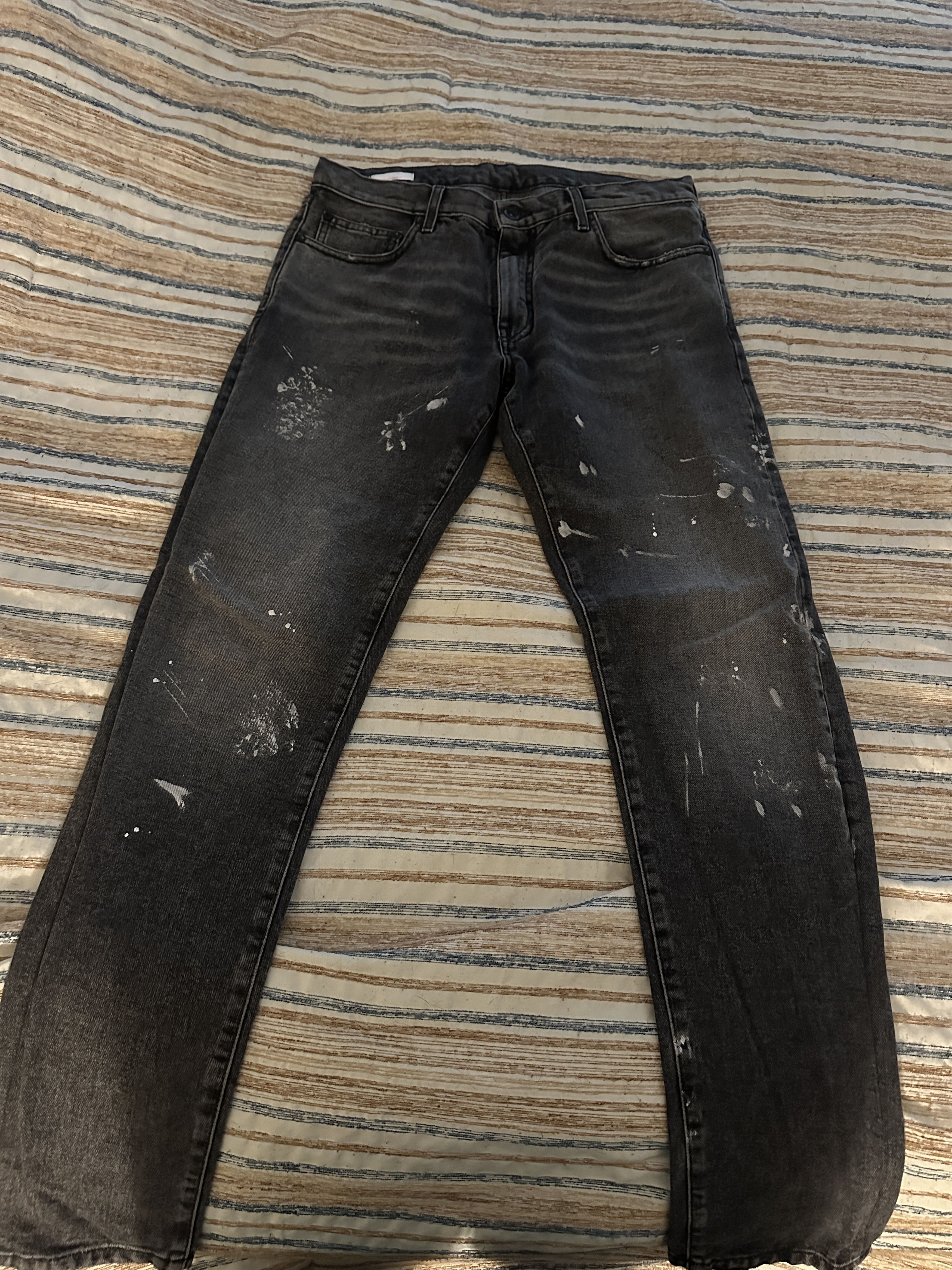 DIAG SLIM JEANS BLACK WHITE デニム ジーンズ|ストリート