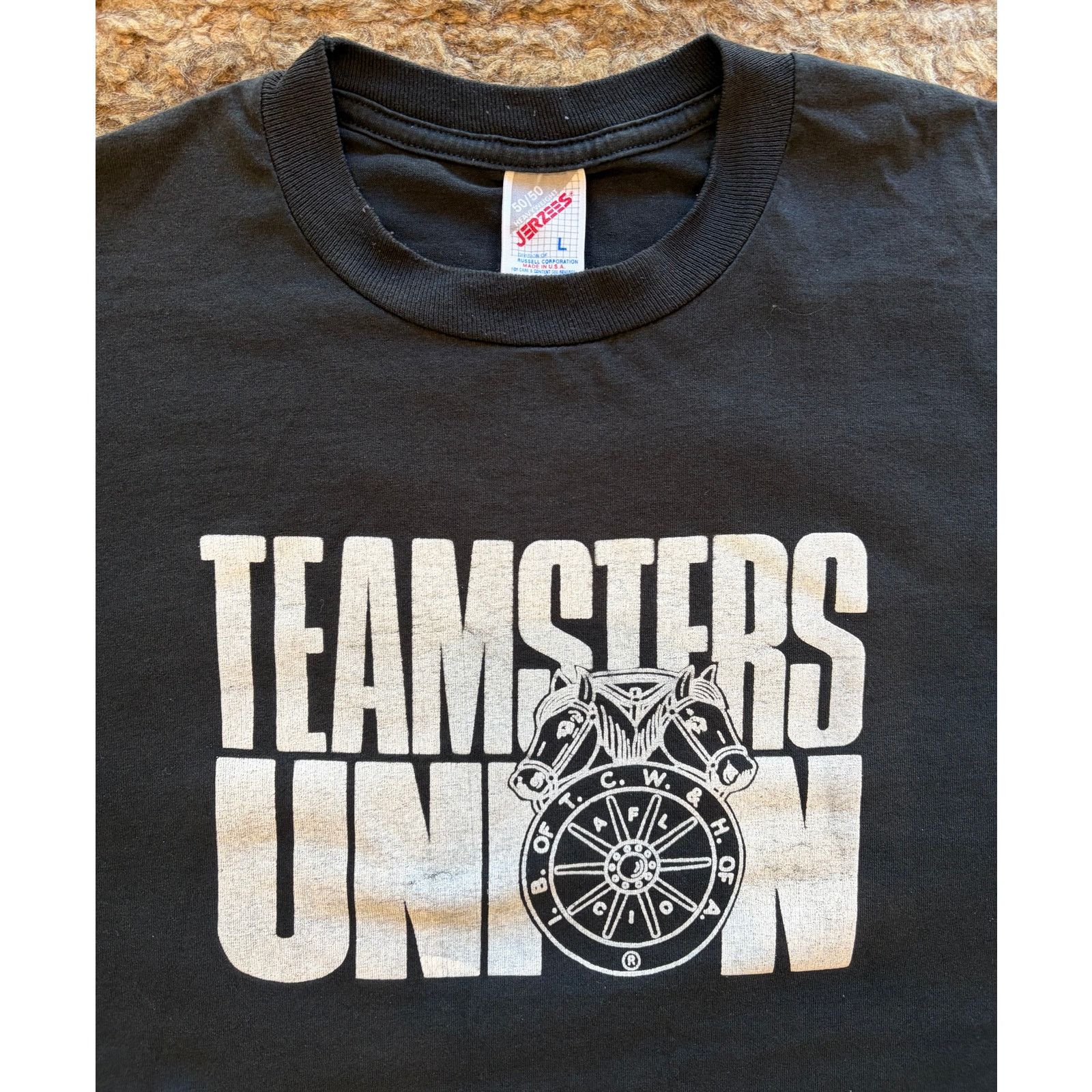 Jerzees Men’s black T-shirt teamsters union vintage black large Size US L / EU 52-54 / 3 - 2 Thumbnail
