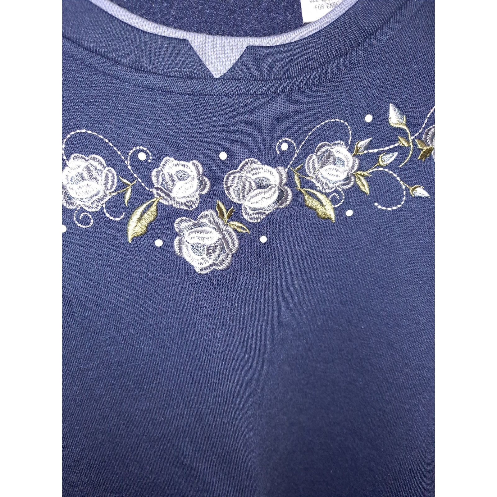 Other Hasting & Smith Grandma Chic Blue with Flowers Sweatshirt Size XL / US 12-14 / IT 48-50 - 3 Thumbnail
