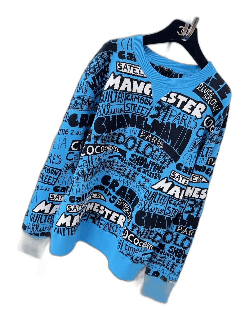 Chanel Chanel Blue Graffiti Knit Sweater Size 38 Size M / US 6-8 / IT 42-44 - 1 Thumbnail