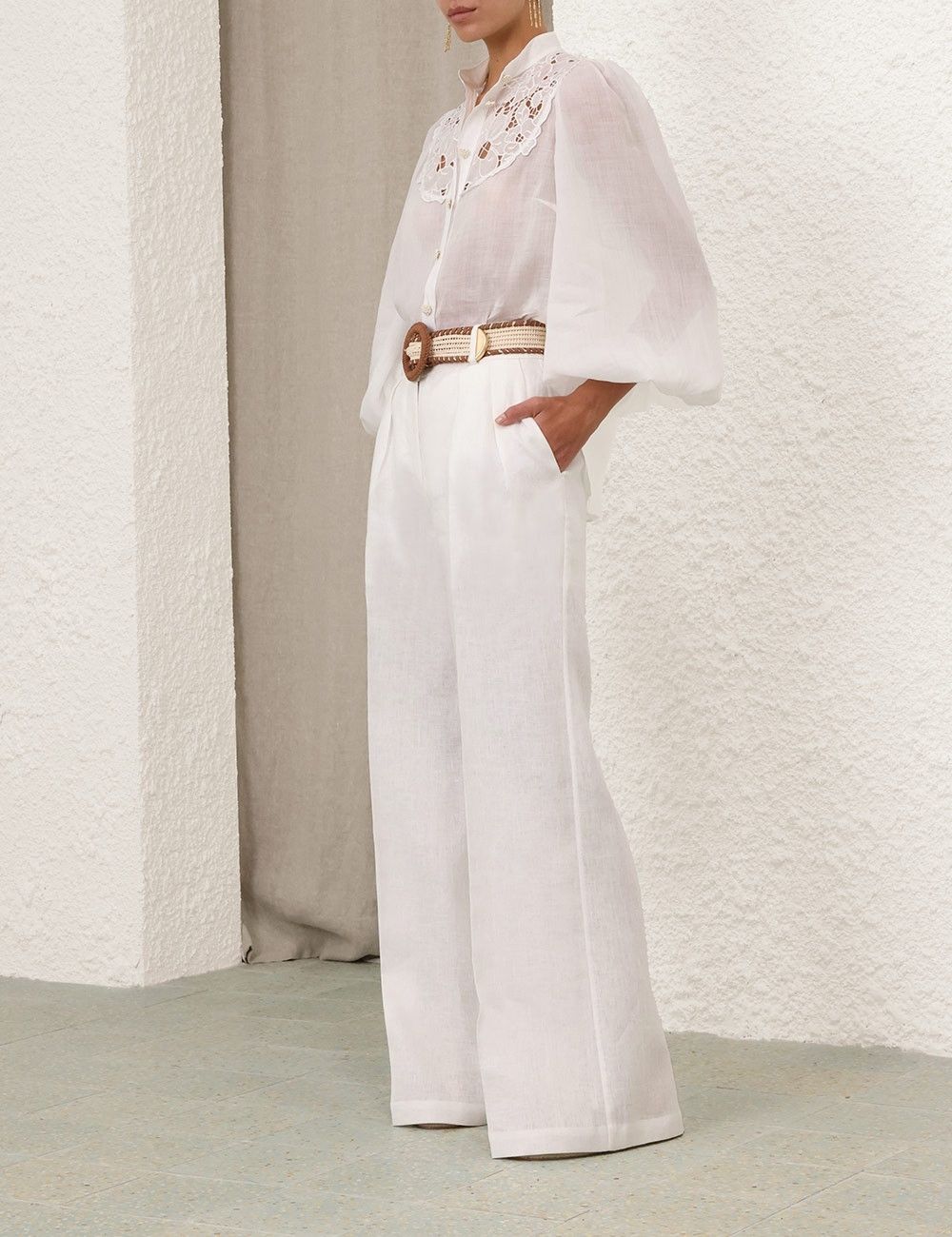 Zimmermann oc11z0525 Embroidered Yoke Blouse in White Size S / US 4 / IT 40 - 3 Thumbnail