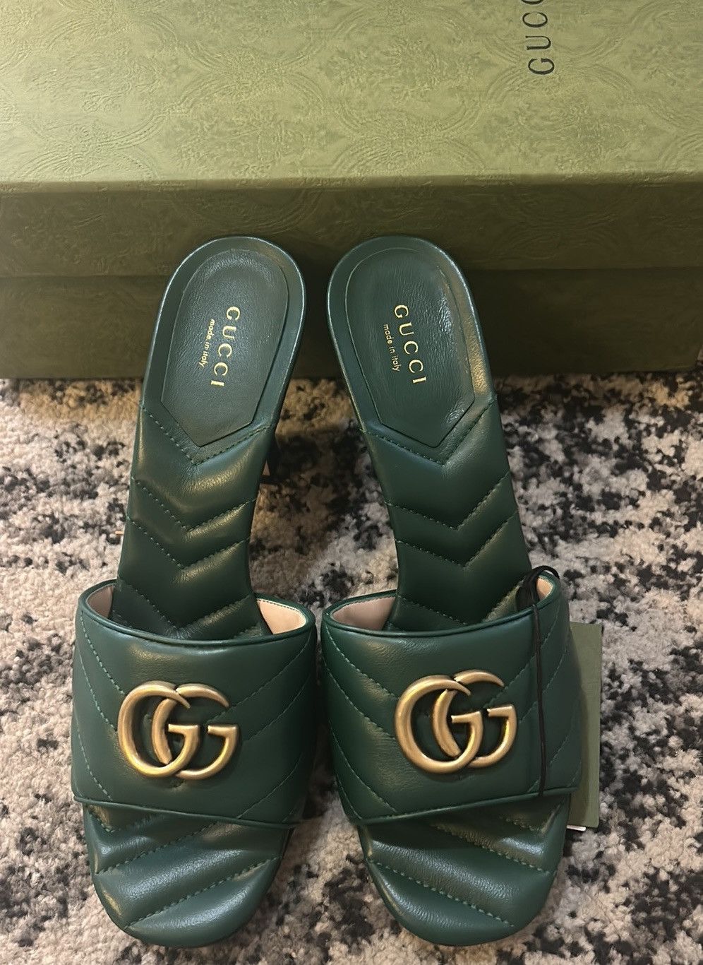 Gucci Gucci Double G Marmont Slide Sandal Mules Emerald size 39.5 Size US 9.5 / IT 39.5 - 2 Thumbnail