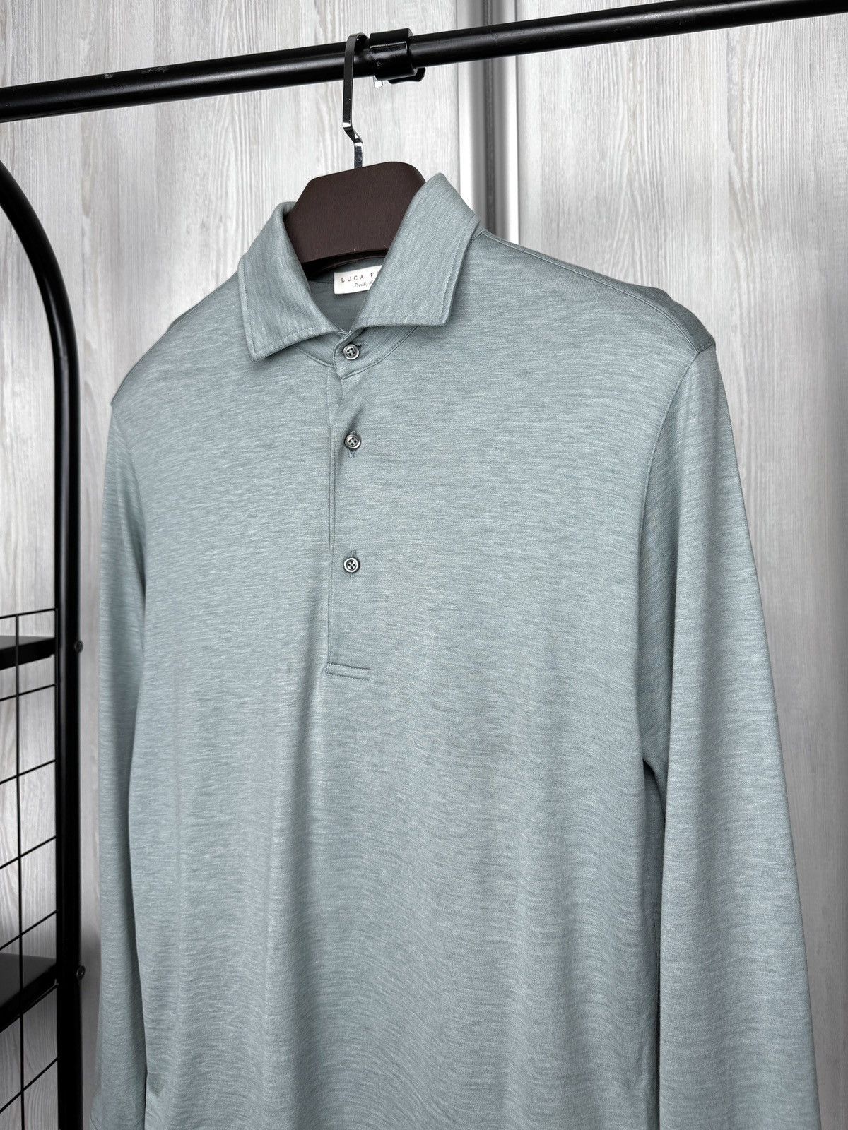 Other Luca Faloni Long Sleeve Polo Shirt Silk-Cotton Marine Green Size US XS / EU 42 / 0 - 4 Thumbnail