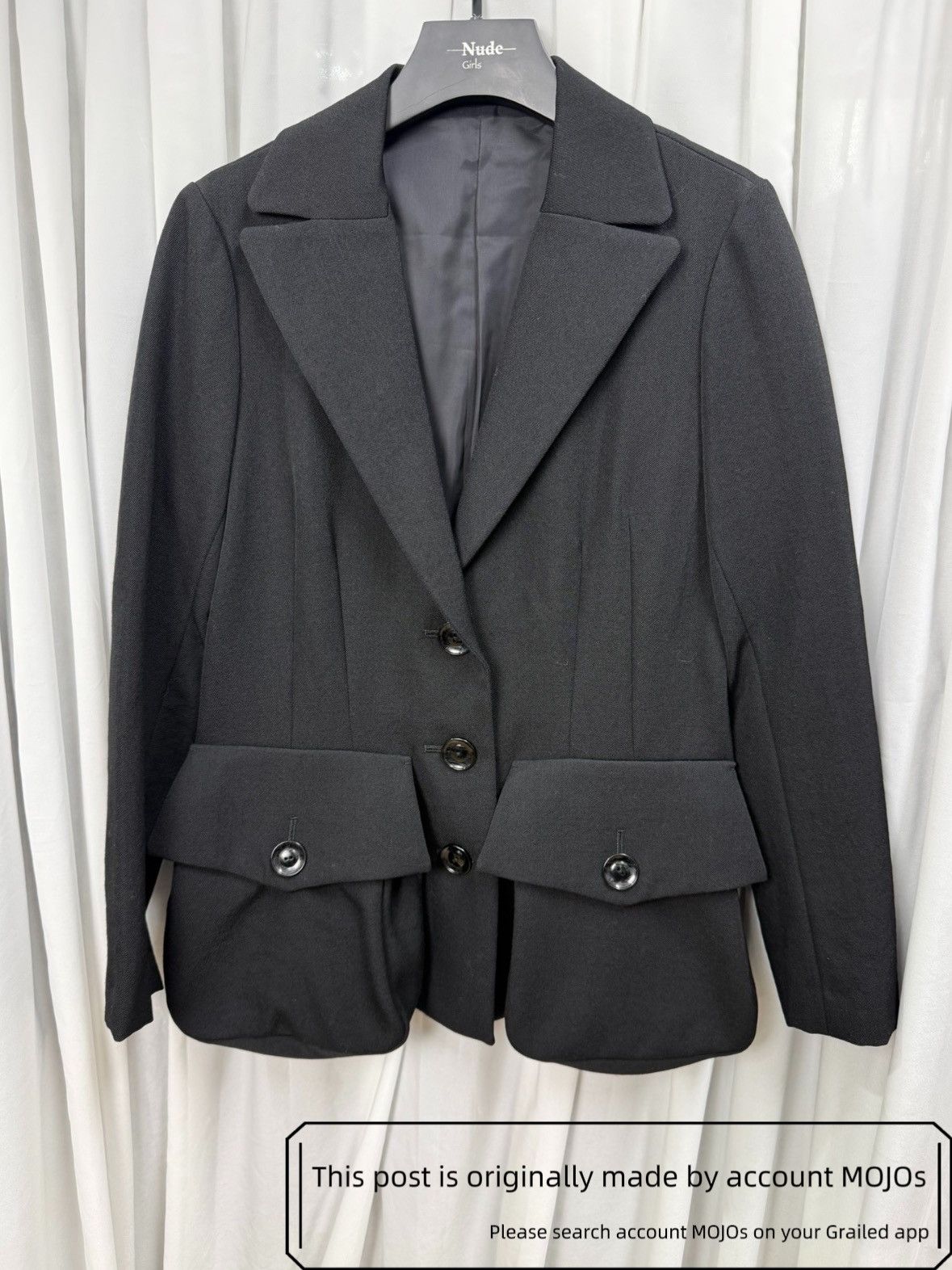 Yohji Yamamoto BLACK SCANDAL COTTON DRILL PIPING POCKETS JACKET HJ