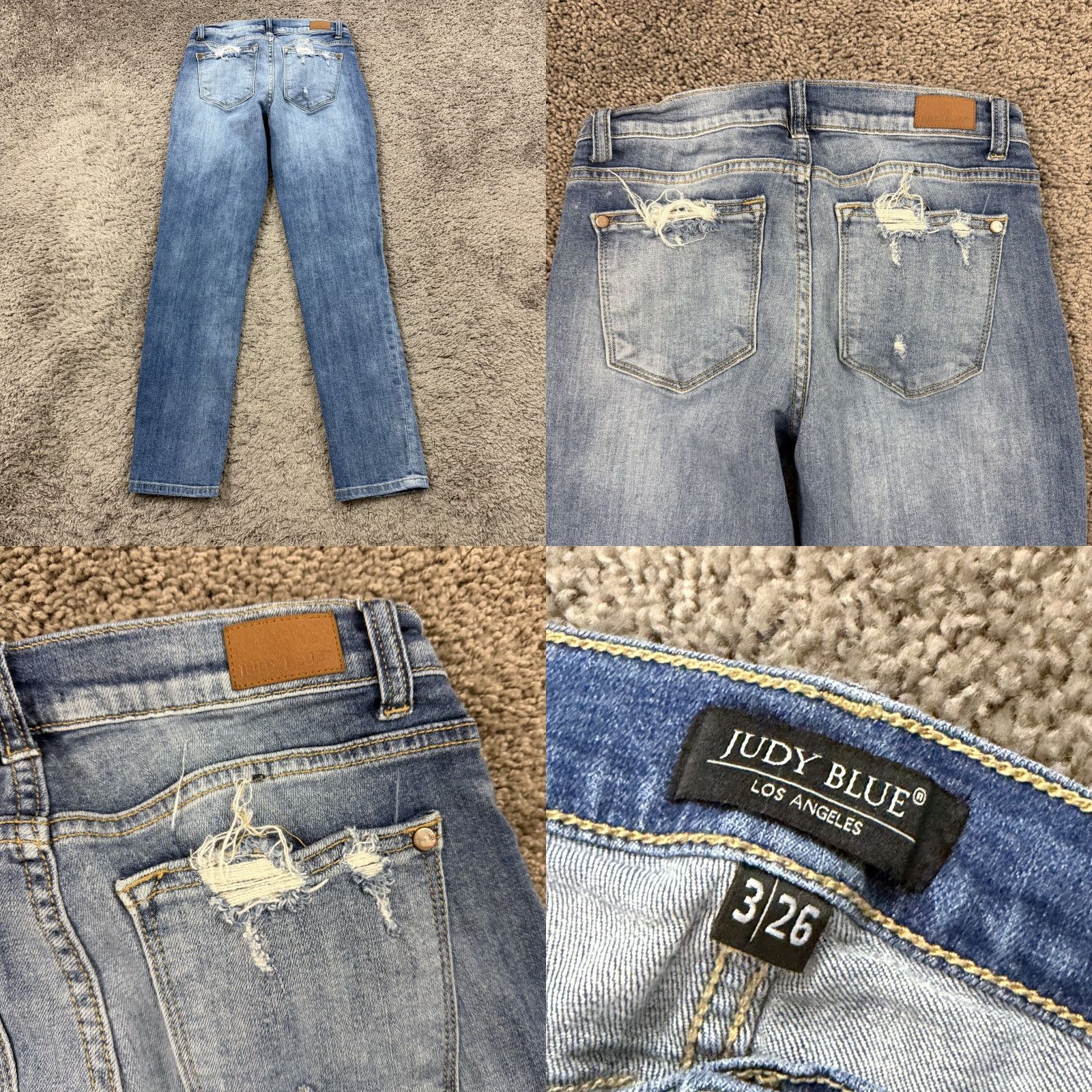 Denime Judy Blue Jeans Womens 26 Boyfriend Distressed Mid Rise Stretch Denim 26x29 Size 26" / US 2 / IT 38 - 8 Thumbnail