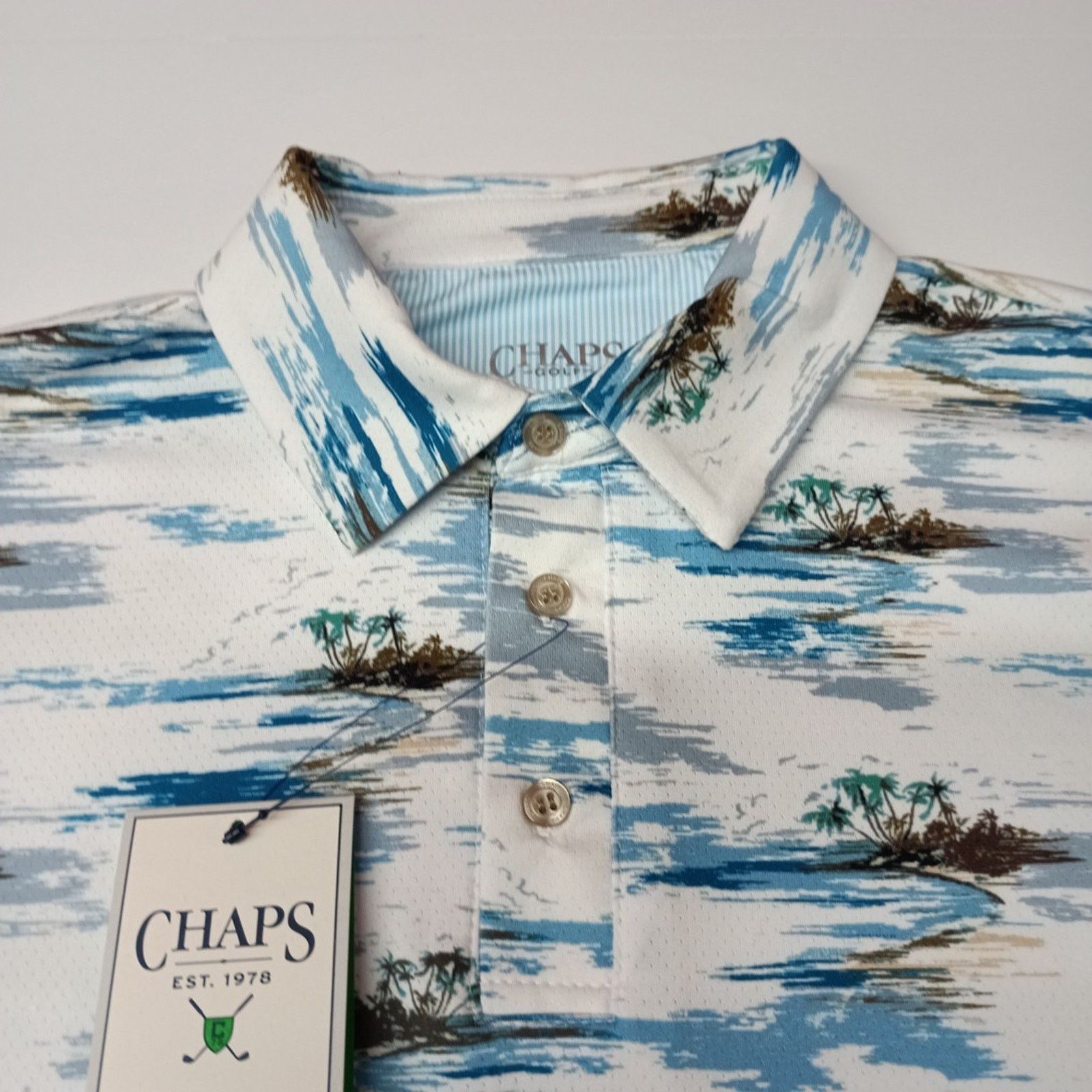 Chaps Chaps Printed Golf Polo Shirt Men's Size S White Stretch Size US S / EU 44-46 / 1 - 2 Thumbnail