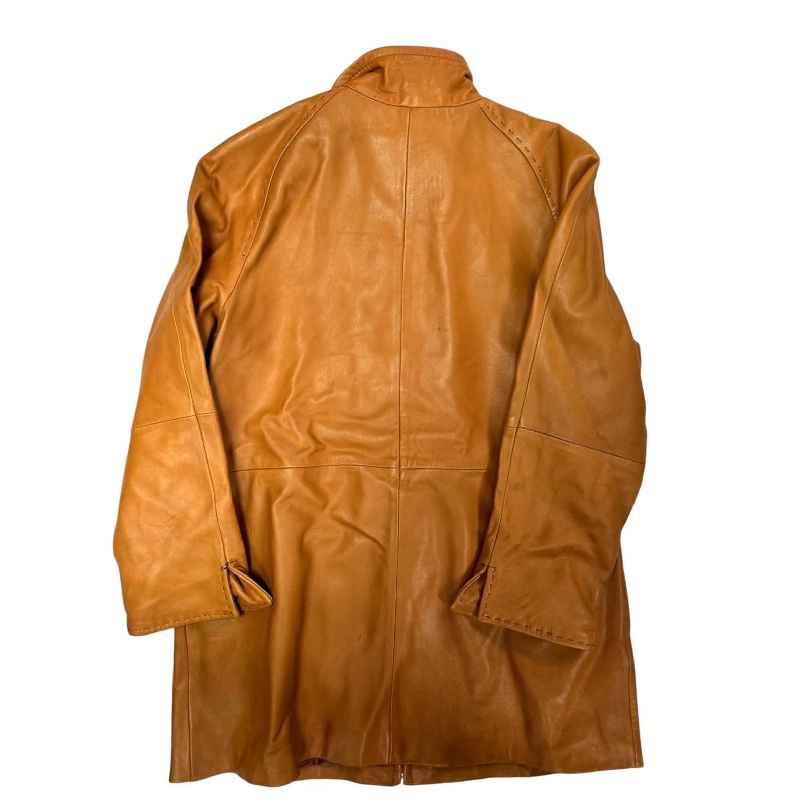 Vintage VINTAGE LNR by La Nouvelle Renaissance Women's Petite Small Tan Brown Leather Coat Size S / US 4 / IT 40 - 2 Thumbnail