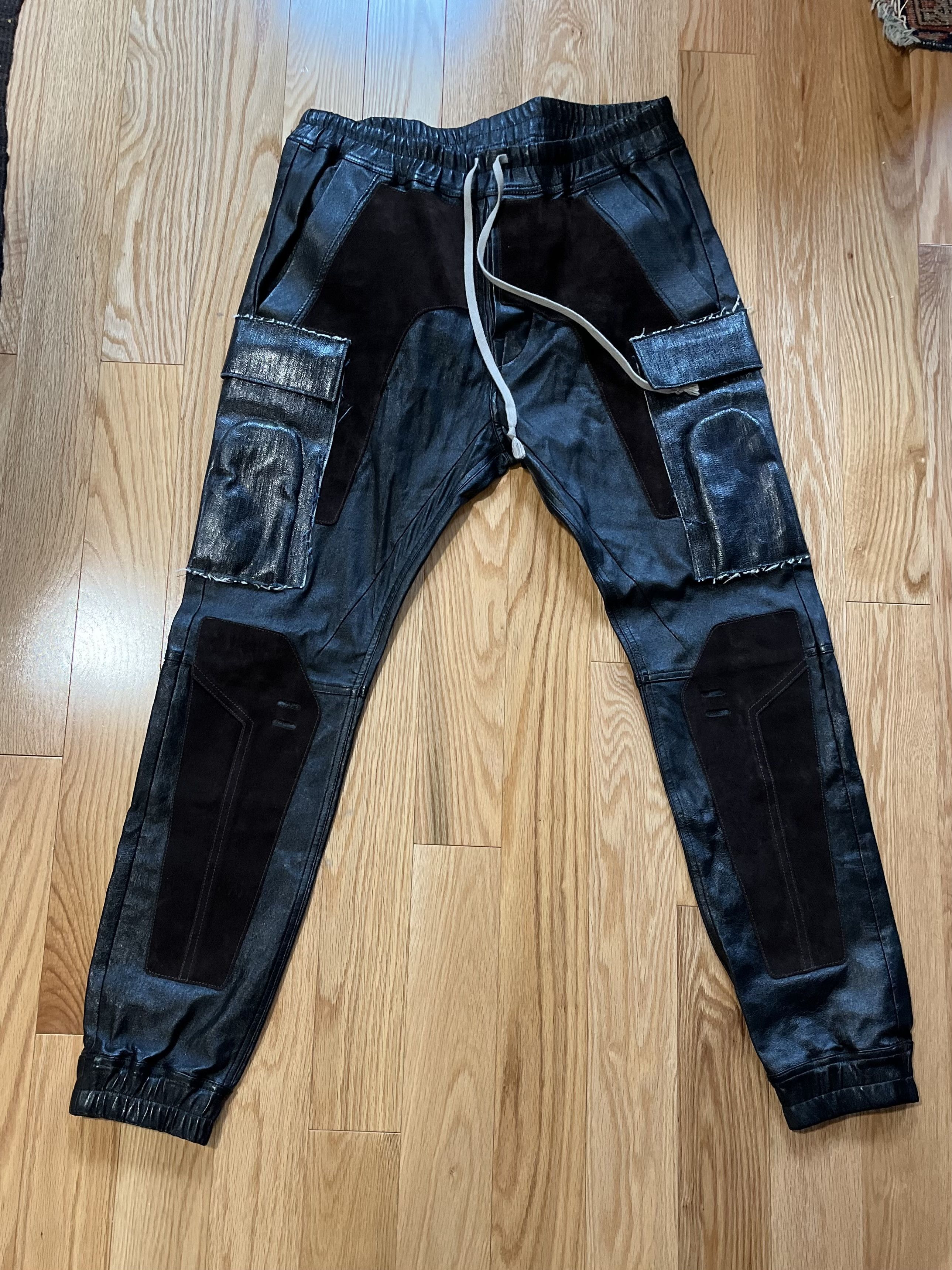 Rick Owens FW19 Leather Runway Cargo Joggers