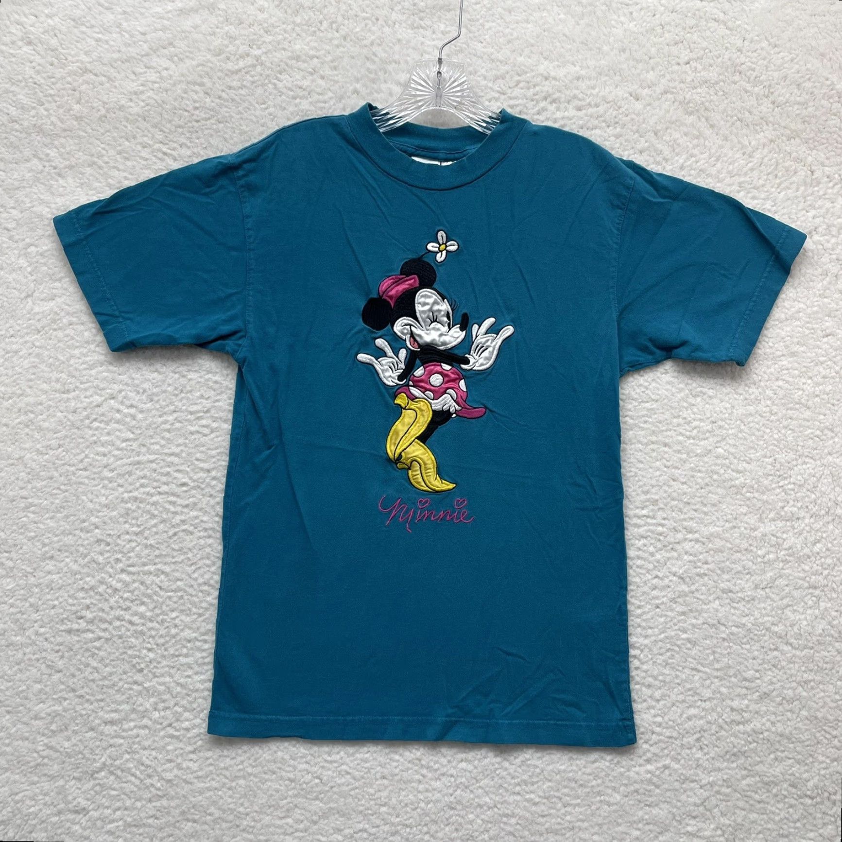 Disney VINTAGE Minnie Mouse T-Shirt Small Blue Embroidered Disney Store Short Sleeve Shirt Unisex S 1990s Mens Womens Boys Girls Size US S / EU 44-46 / 1 - 2 Thumbnail