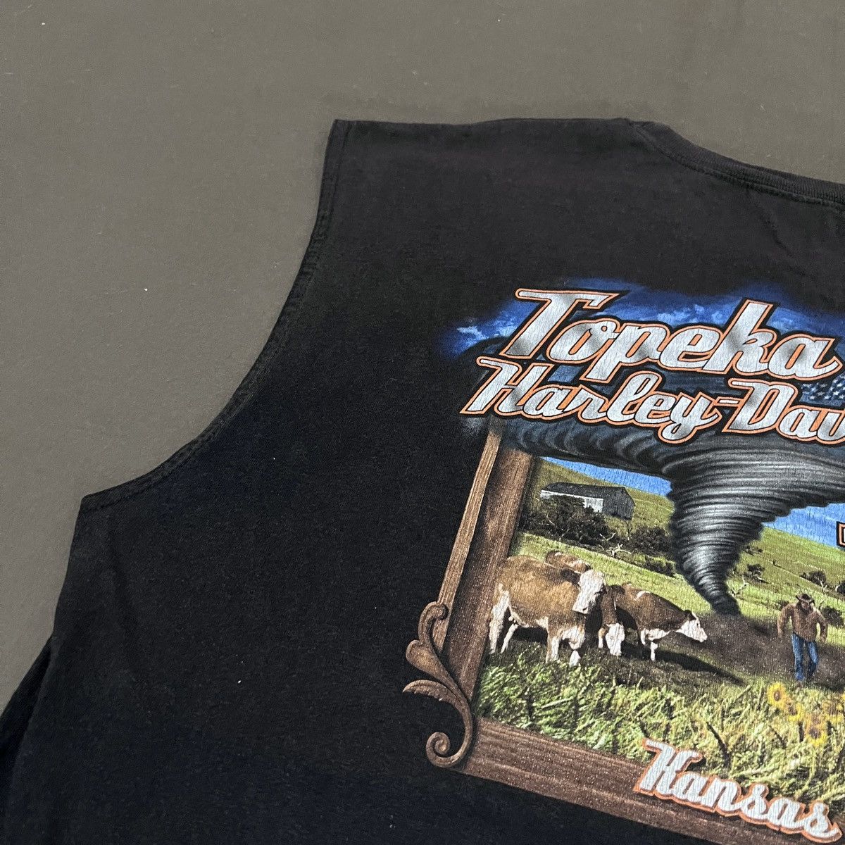 Harley Davidson Vintage Y2K Harley Davidson Topeka Kansas Sleeveless Shirt Size US XL / EU 56 / 4 - 5 Thumbnail
