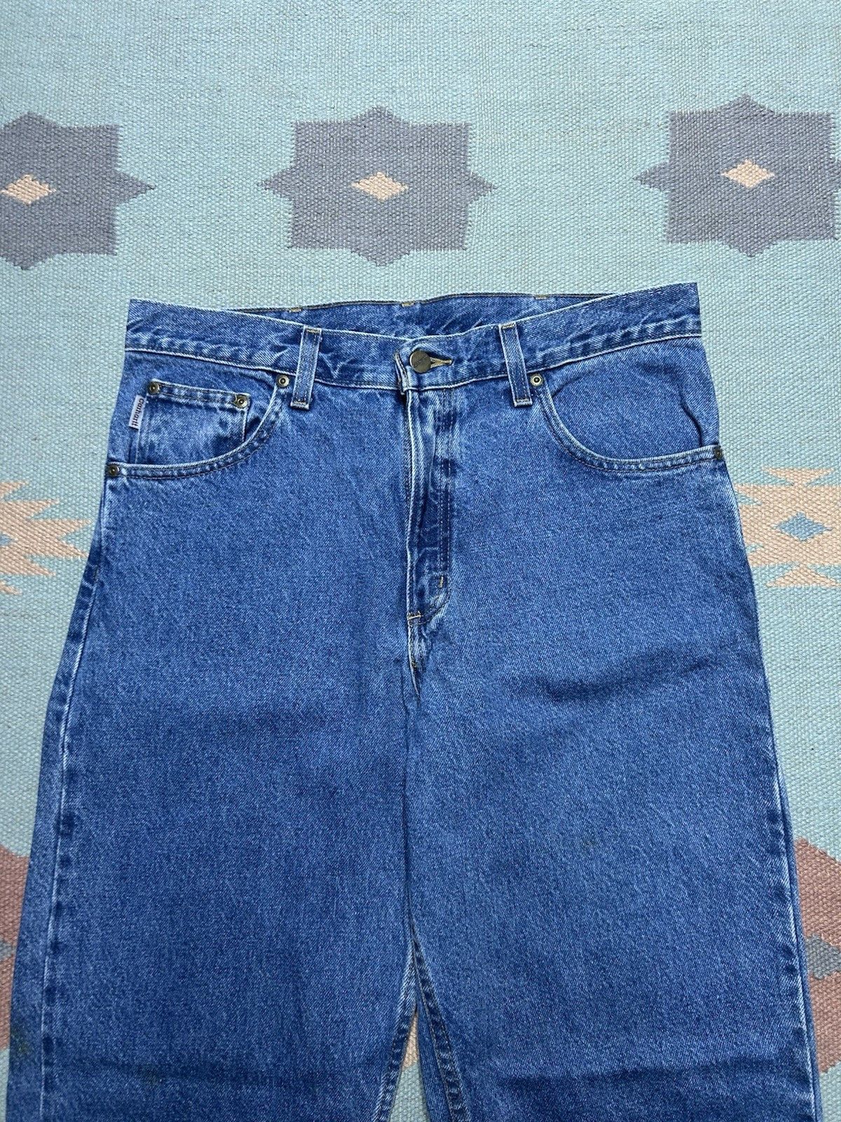 Vintage Vtg Carhartt jeans loose relaxed B17 DST dark skater 33x32 Size US 33 - 3 Thumbnail