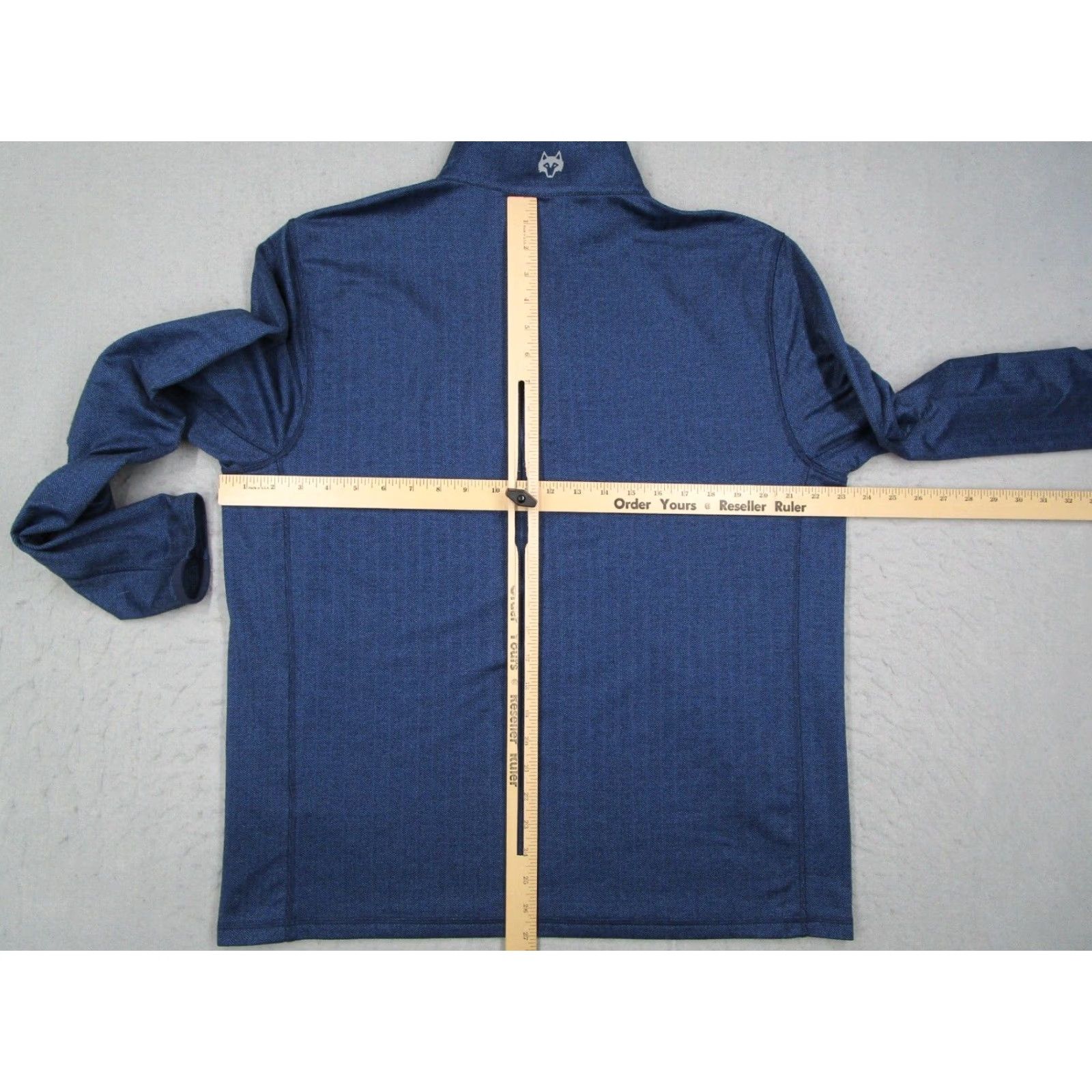 Vintage Greyson Jacket Mens Large Blue 1/4 Zip Herringbone Pullover Wolf Golf FLAW* Size US L / EU 52-54 / 3 - 7 Thumbnail