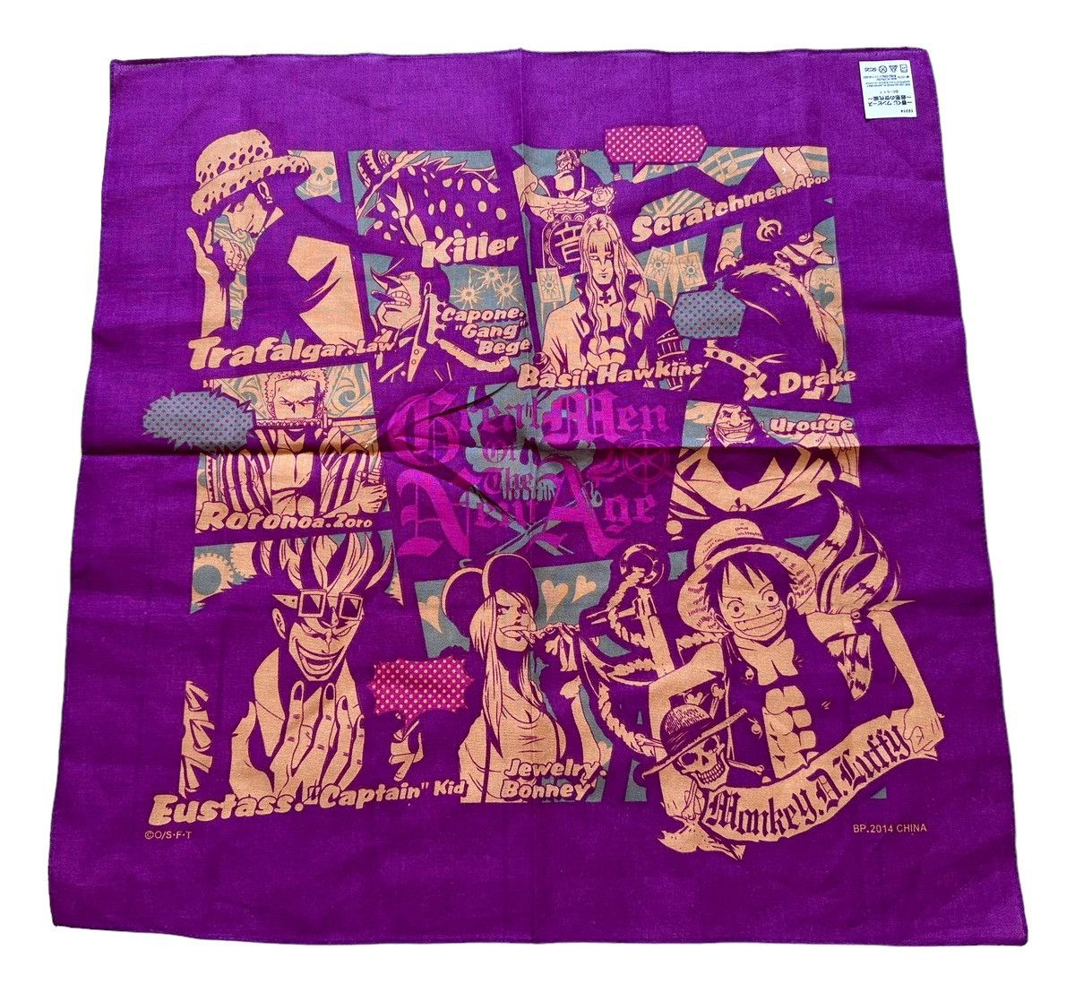 image of Anima x One Piece Japanese Manga Series One Piece Bandana Handkerchie in Purple, Men's