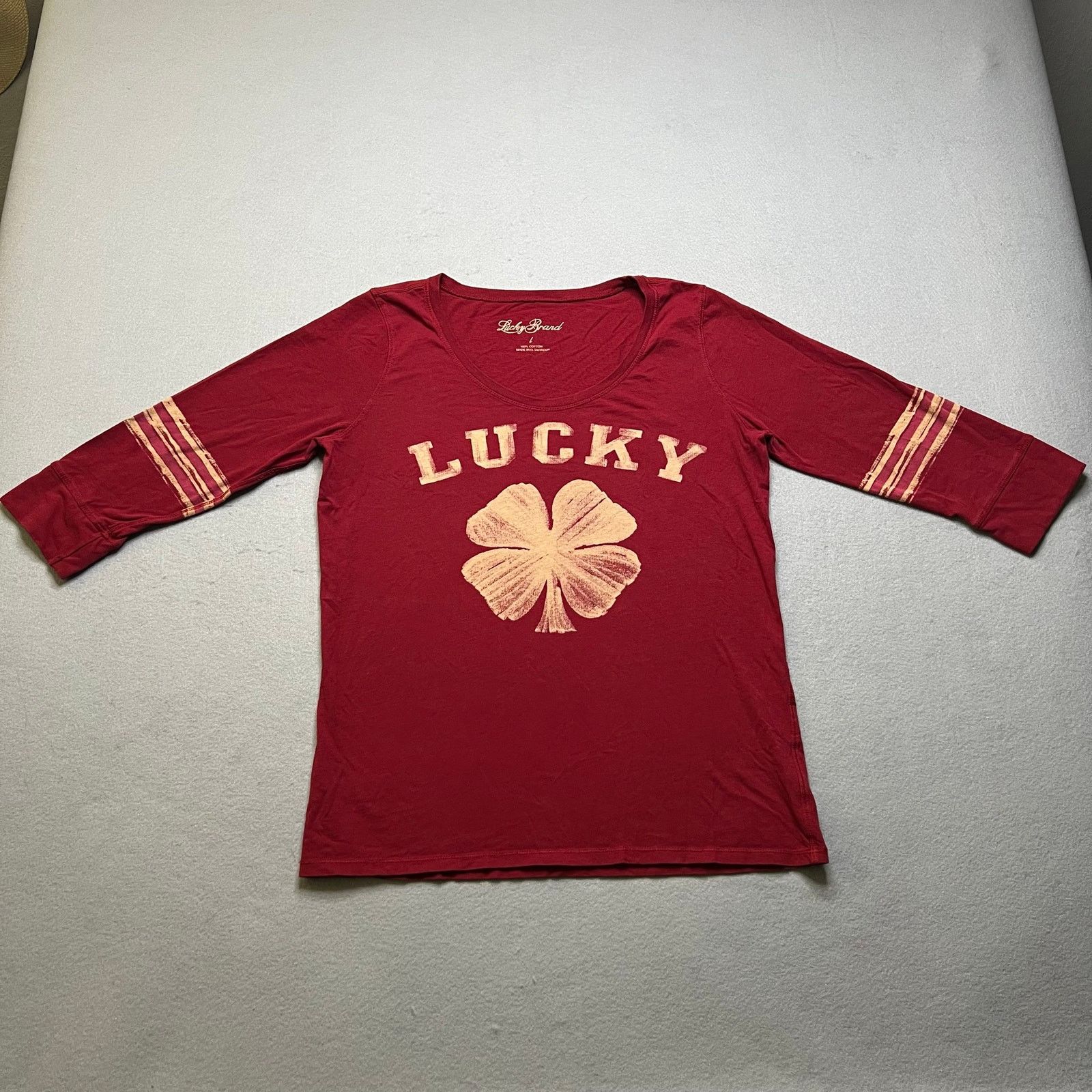 Lucky Brand Lucky Brand Shamrock Graphic 3/4 Sleeve T-Shirt Women Large Size L / US 10 / IT 46 - 1 Thumbnail