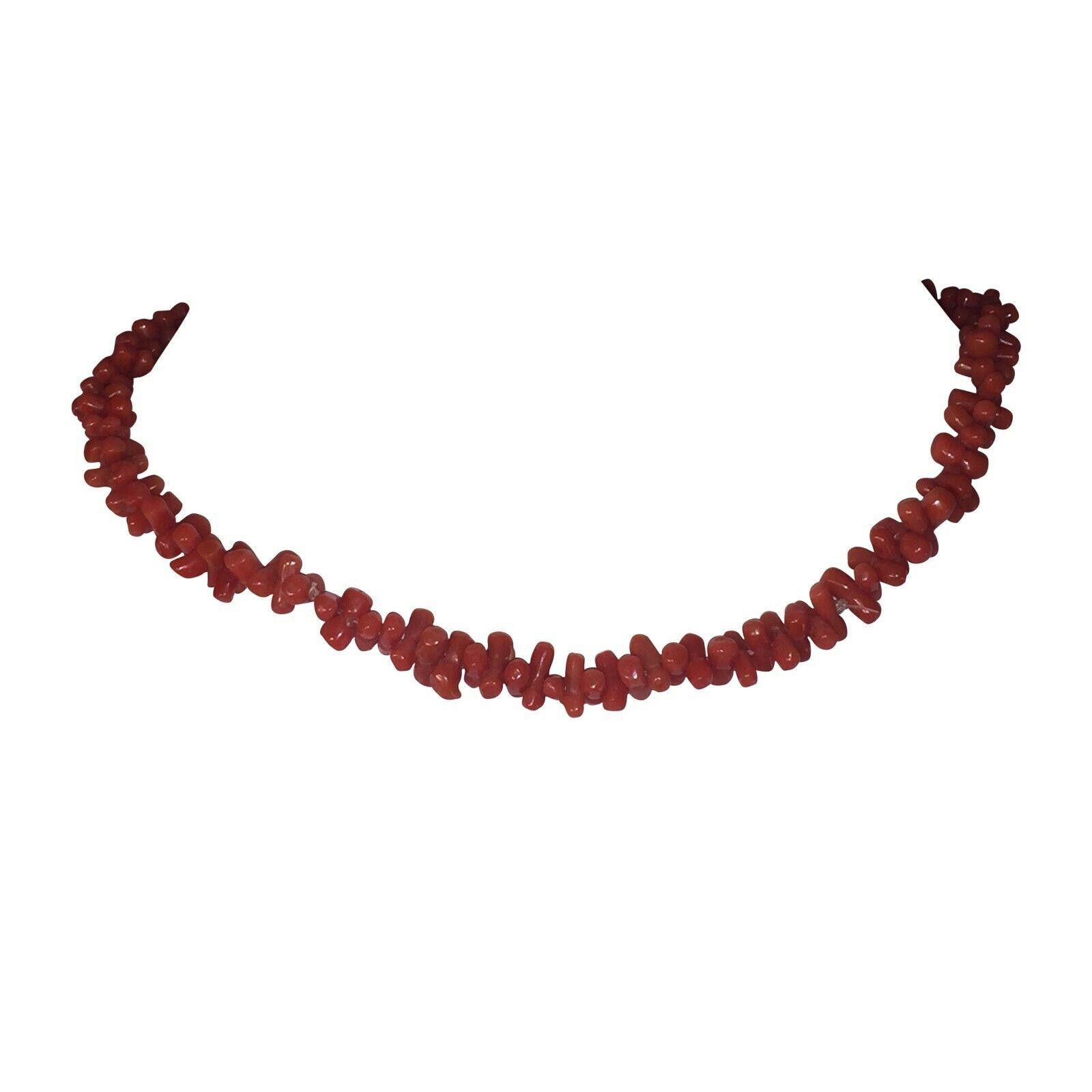 Designer Victorian Hand Carved Red Coral Bead Necklace Size ONE SIZE - 1 Thumbnail