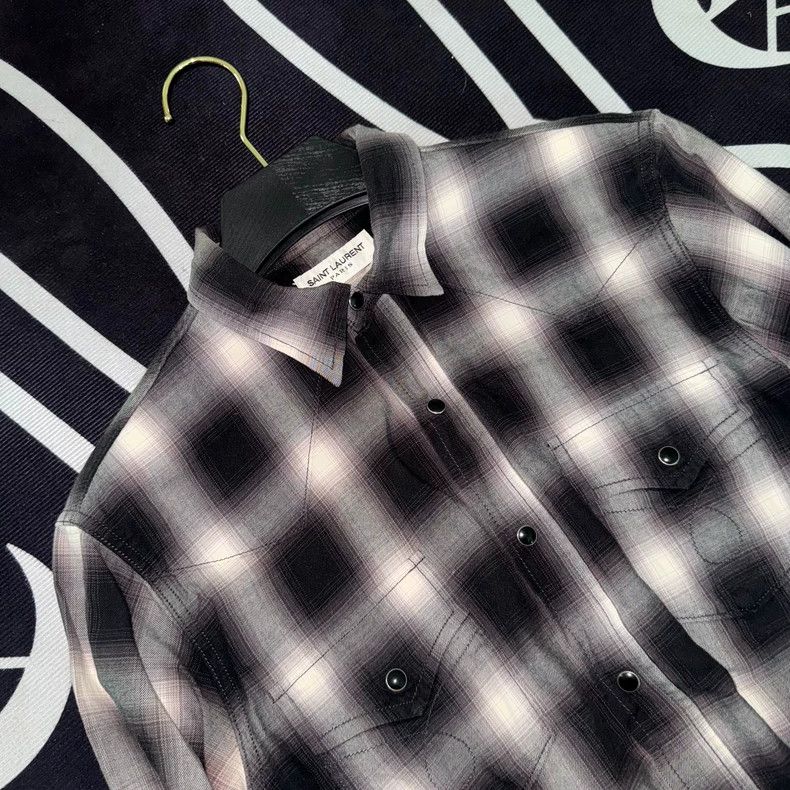 Saint Laurent Paris Saint Laurent 16FW Plaid Button-Up Shirt Size US S / EU 44-46 / 1 - 1 Thumbnail