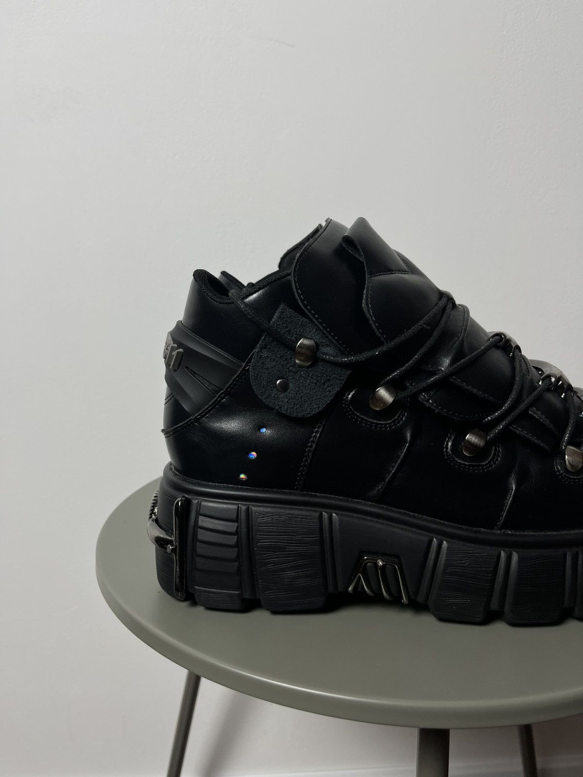 Japanese Brand Black Punk Platform Shoes Boots with Chains Buckles Y2K Vibe Size US 9 / EU 42 - 4 Thumbnail