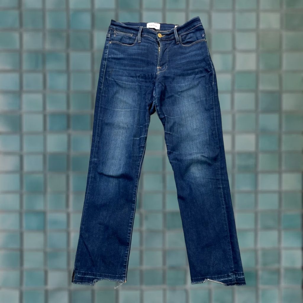 Frame FRAME Jeans Womens 27 Blue High Straight Leg Cobbert Denim Cotton Raw Hem Size 27" / US 4 / IT 40 - 1 Thumbnail