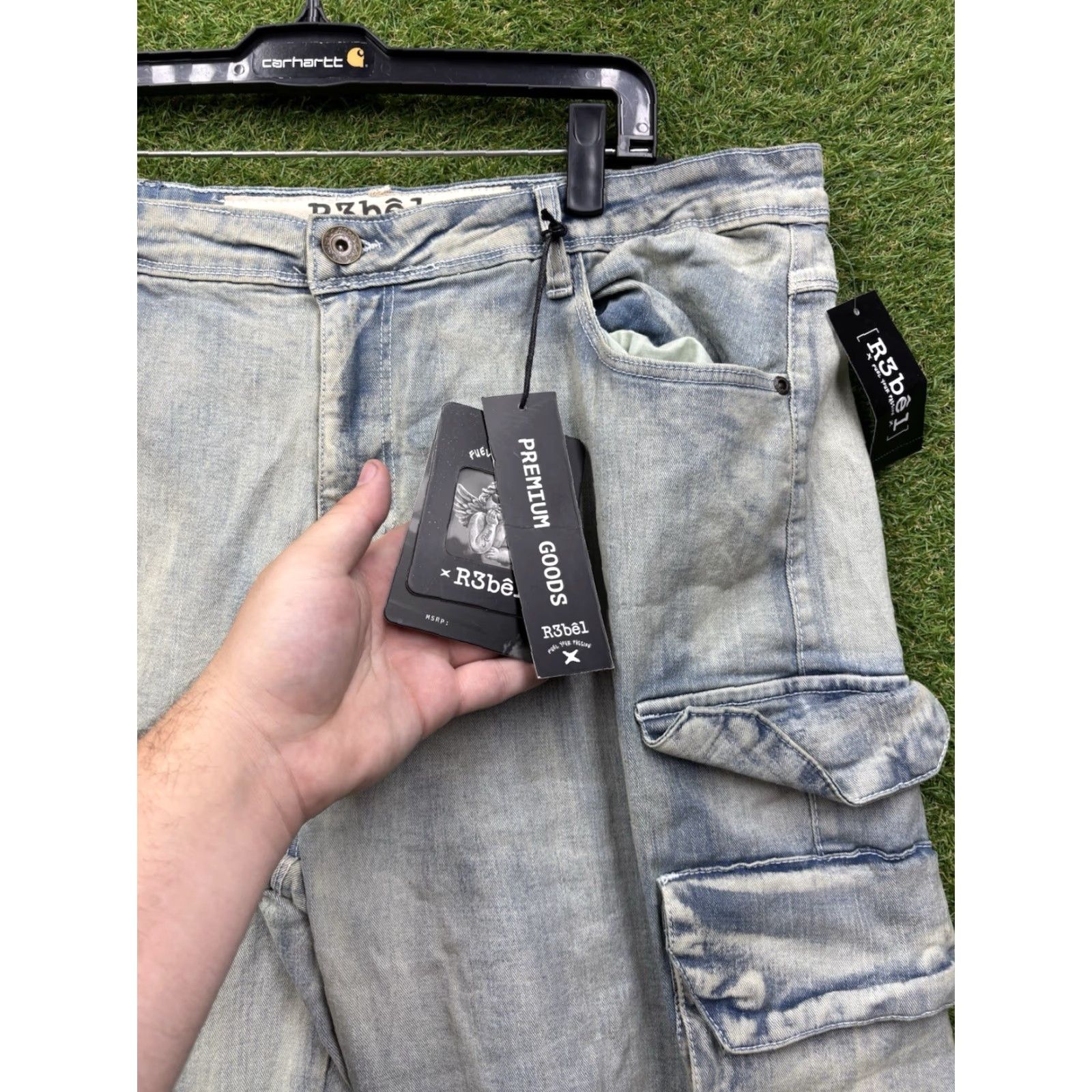 Vintage Rebel Vengeance Cargo Jeans Mens 38 Alternative Rapper Baggy Loose Fit NWT Size US 38 / EU 54 - 6 Thumbnail
