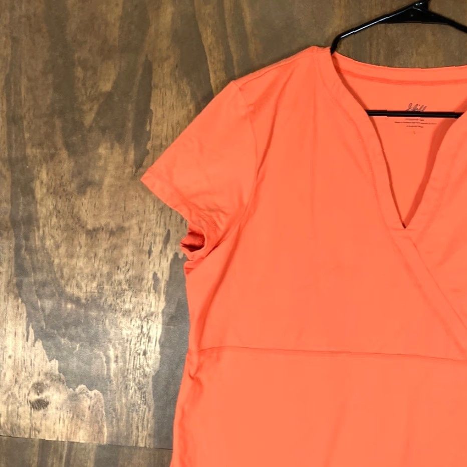 J. Jill J Jill Womens Shirt Orange V Neck Crossover Tee Short Sleeve Stretch Large Shirt Womens Short Sleeve V-Neck Orange Large Classic Casual Tee Size L / US 10 / IT 46 - 4 Thumbnail