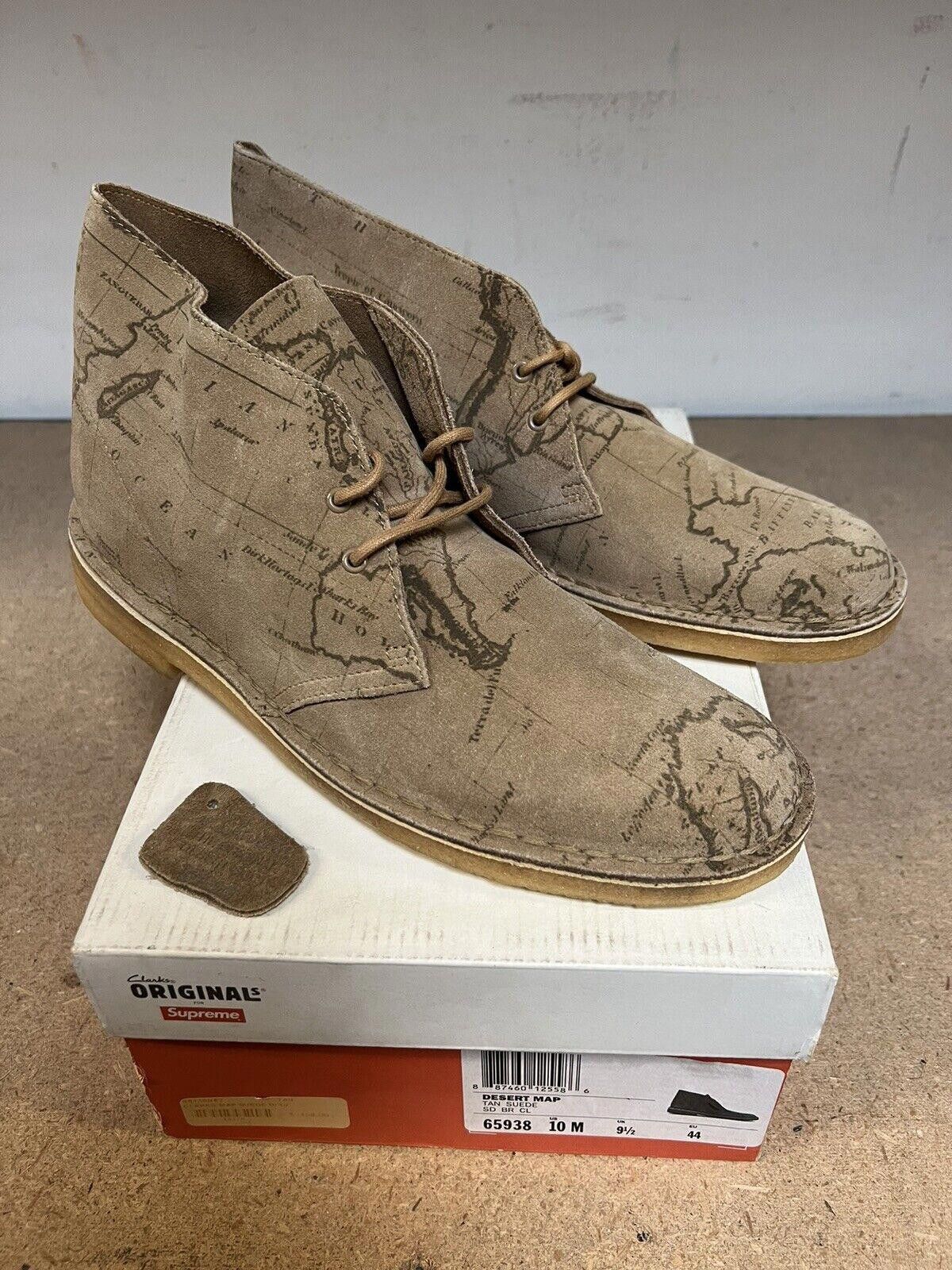 Supreme SS13 Supreme Clarks Desert Map Tan Suede Chukka Boots 65938 Size US 10 / EU 43 - 2 Thumbnail