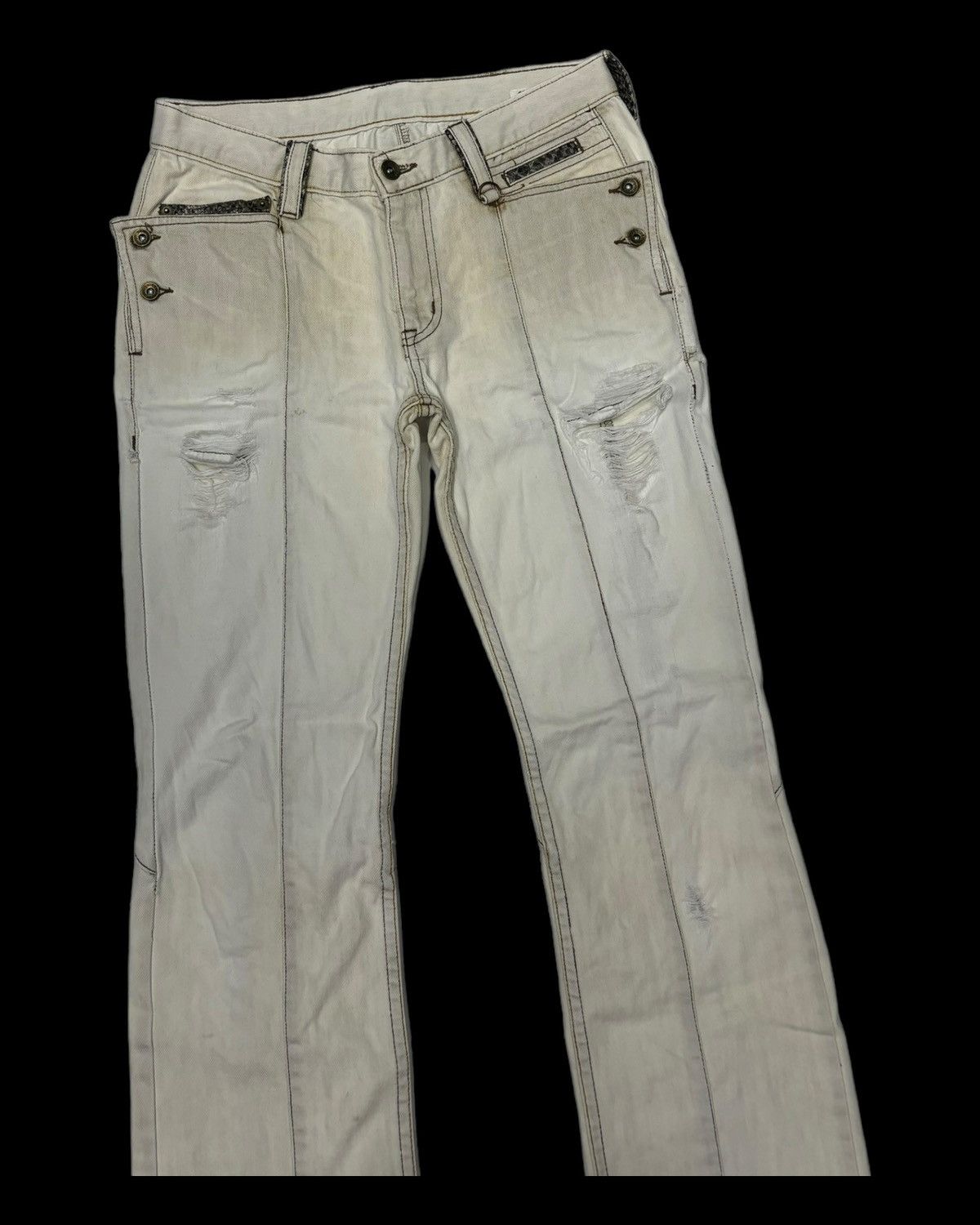 If Six Was Nine RARE🔥SEMANTIC DESIGN PUNK DISTRESS SNAKE SKIN POCKET JEANS Size US 29 - 4 Thumbnail