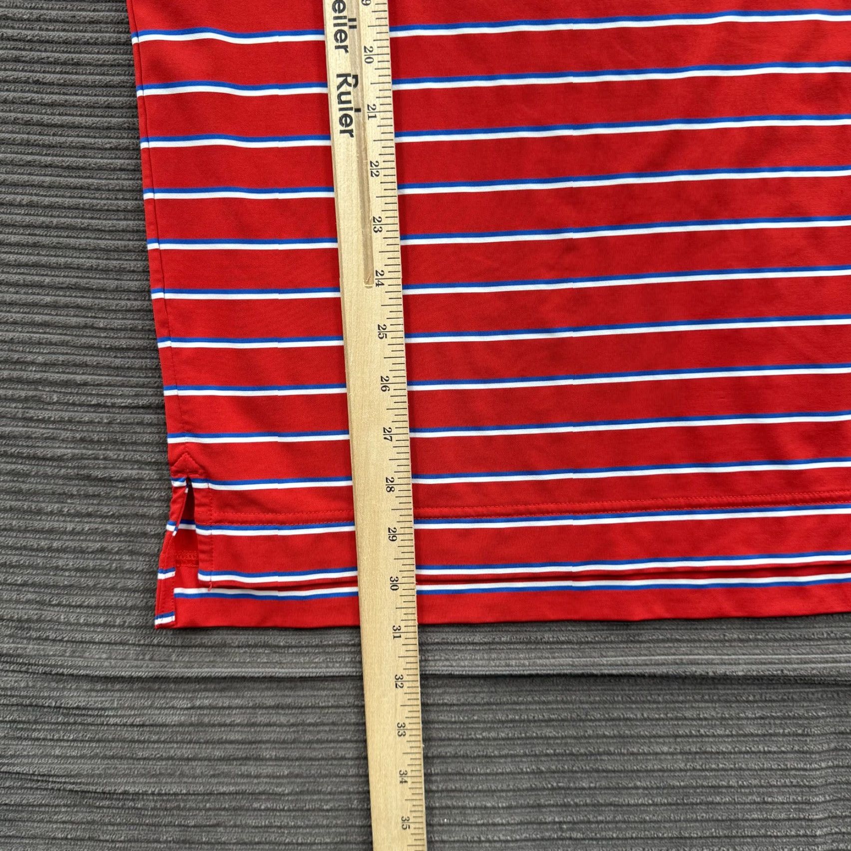 Footjoy FootJoy Polo Shirt Mens XL Red Blue White Striped Golf Performance Short Sleeve Breathable Moisture Wicking Size US XL / EU 56 / 4 - 5 Thumbnail