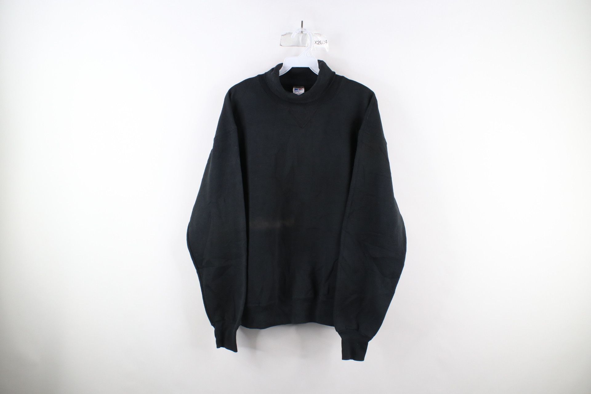 トップス 90s USA Russell Athletic Sweat Black Vintage 90s Russell Athletic Black Pullover Hoodie Made In USA XL