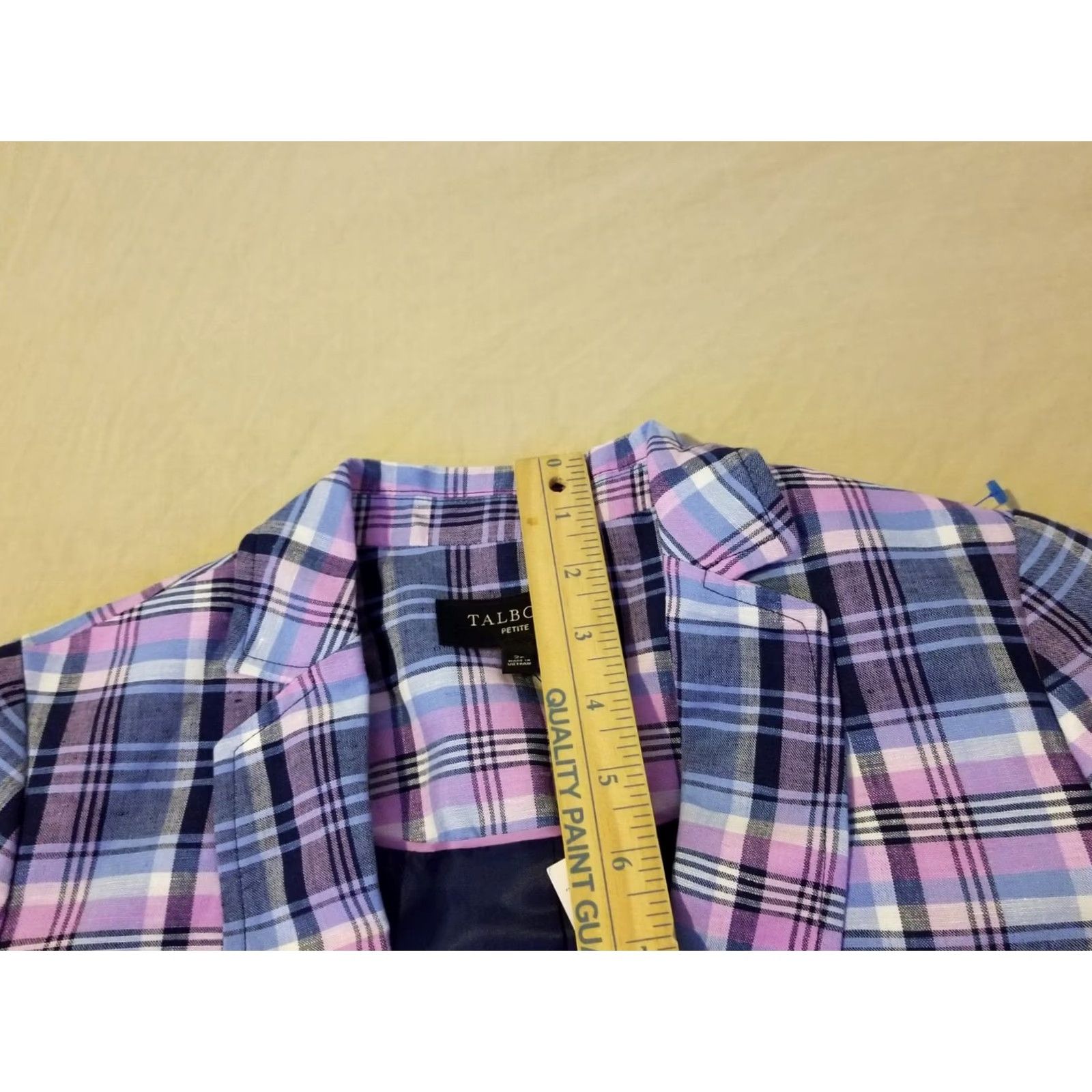 Talbots Womens Talbots Blazer 2P Petite Linen Plaid Pink Blue Jacket Shirt Fashion Coat (if needed) Size XS / US 0-2 / IT 36-38 - 6 Thumbnail