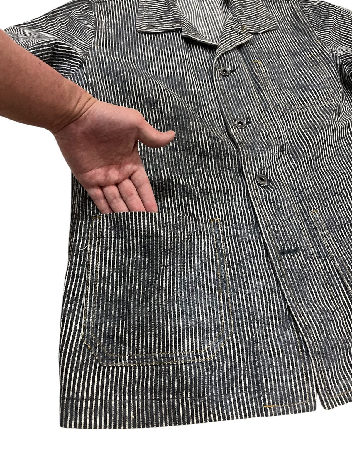 Japanese Brand Nationality + Name Grosbec Hickory Stripe Chore Coat Jacket Size US L / EU 52-54 / 3 - 3 Thumbnail