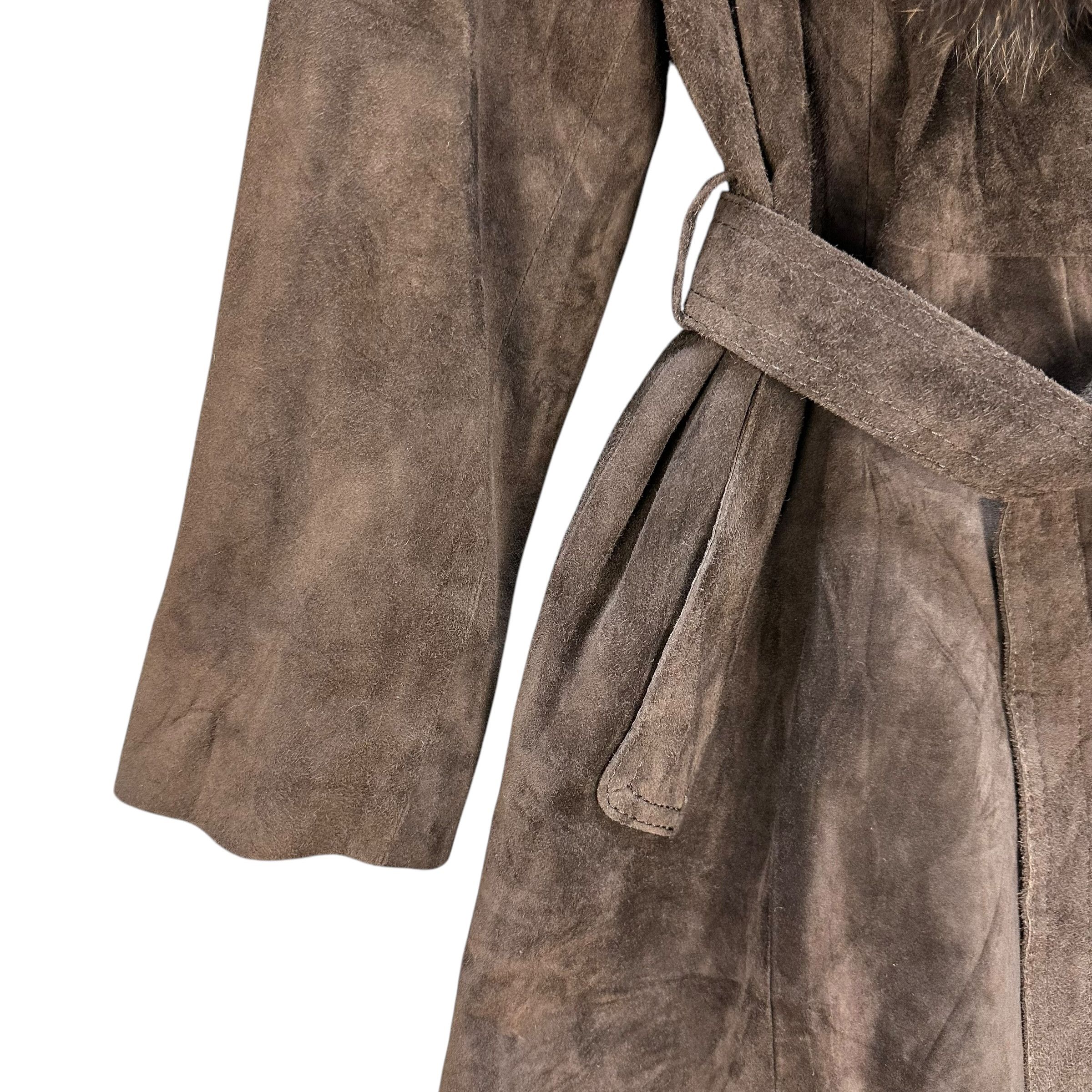 Montblanc 90’s NWT MONT BLANC Fur Shawl Calf Suede Long Coat #A64-1540 Size M / US 6-8 / IT 42-44 - 4 Thumbnail