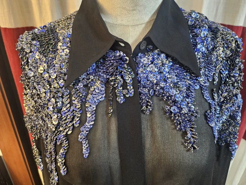Dries Van Noten DRIES VAN NOTEN size:42 Tattooed beaded semi-transparent s Size L / US 10 / IT 46 - 2 Thumbnail