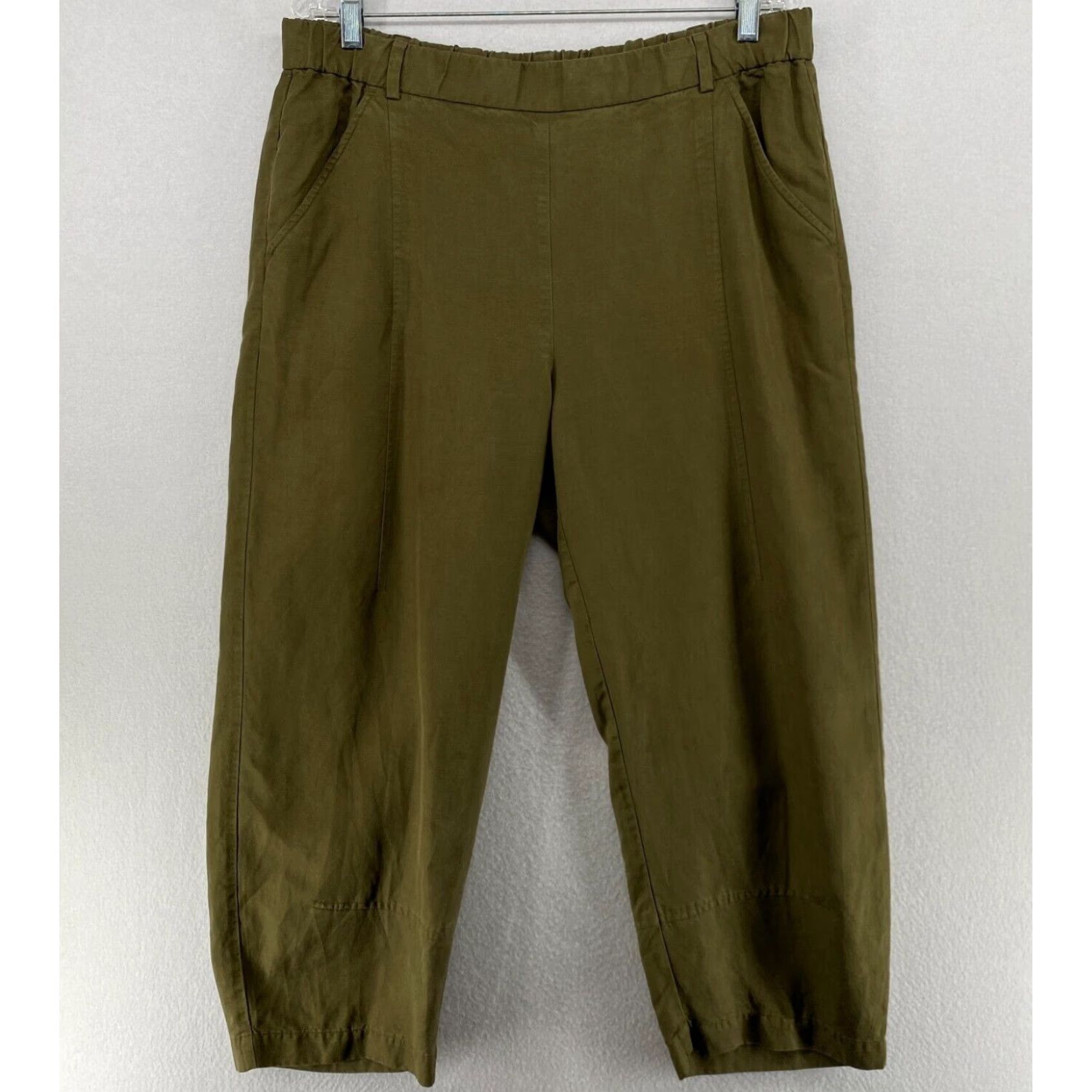 Eileen Fisher Lantern Hem Tencel Linen Twill M Green Cropped Tapered Pants  by EILEEN FISHER | Grailed