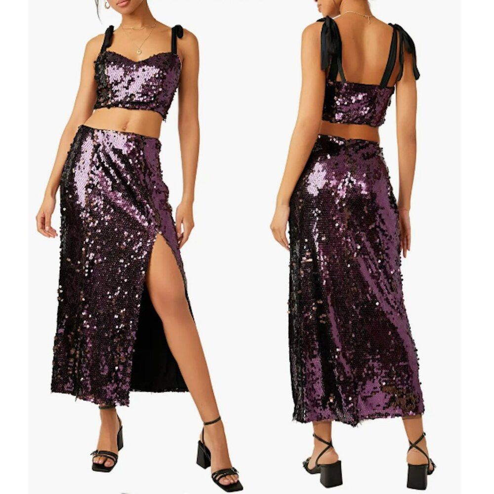 Free People NWT New $198 Free People Star Bright Sequin Two-Piece Crop Size XS / US 0-2 / IT 36-38 - 1 Thumbnail