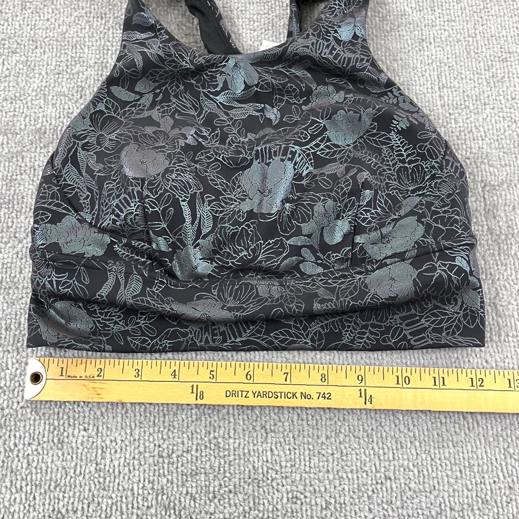 Lululemon LULULEMON Wunder Train Long Line Bra Womens Size 6 Black LW2DC0S Flourish Size ONE SIZE - 6 Thumbnail