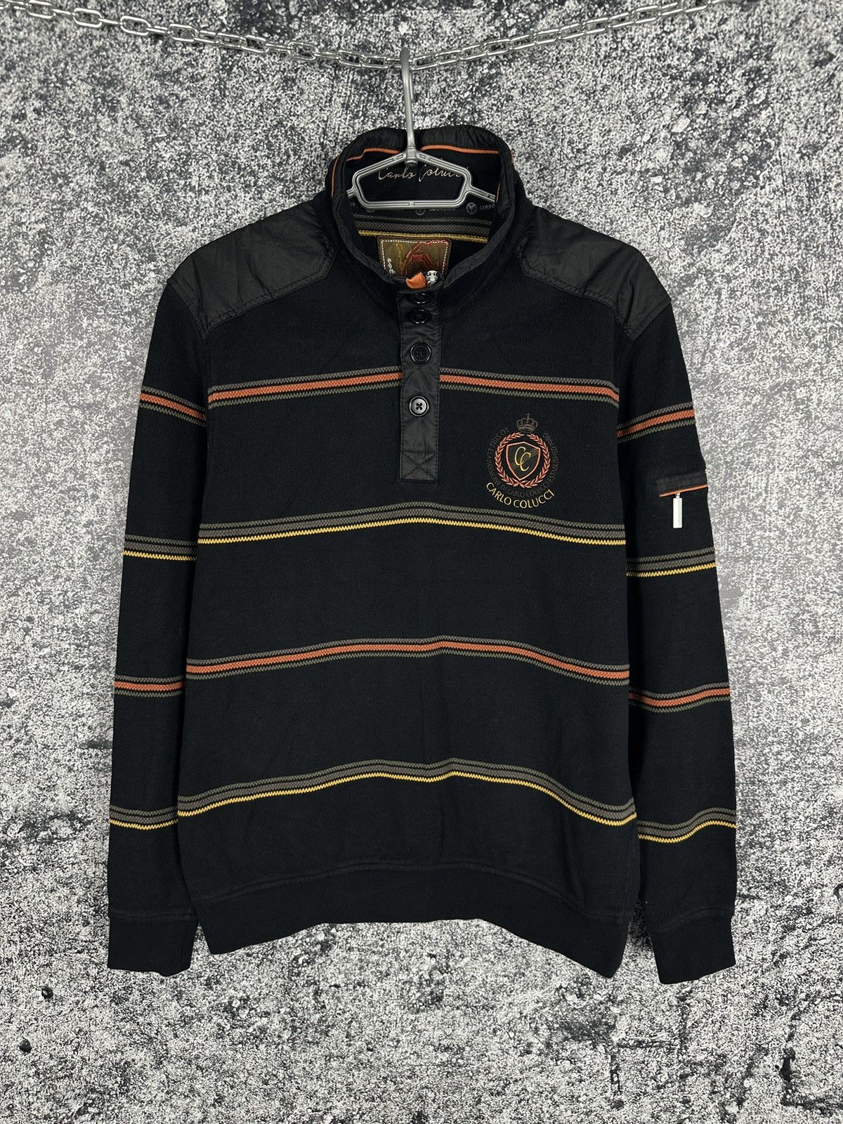 Carlo Colucci Men’s Carlo Colucci 1/4 Zip Sweatshirt Striped Pullover M-L Size US L / EU 52-54 / 3 - 1 Thumbnail