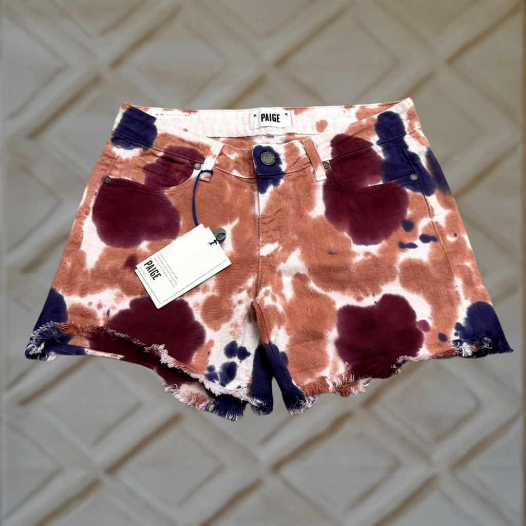 Paige Paige Denim Shorts Women 24 Multicolor Tie-Dye Stretch Boyfriend Casual Summer Streetwear Size 42" / US 20 - 1 Thumbnail