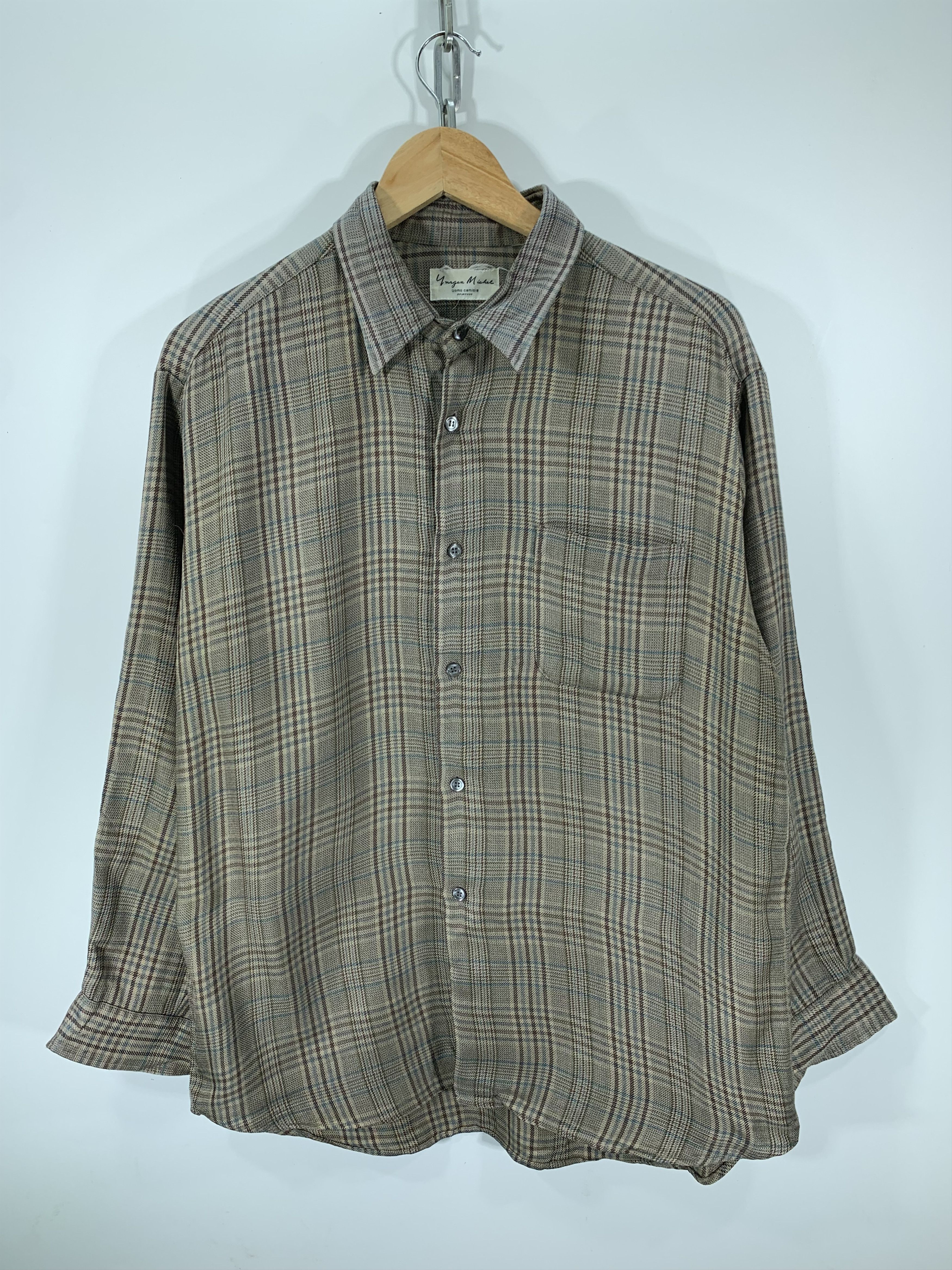 Image of Vintage Designer Checkered Tartan Shirt Button Up, Men's (Size Large)