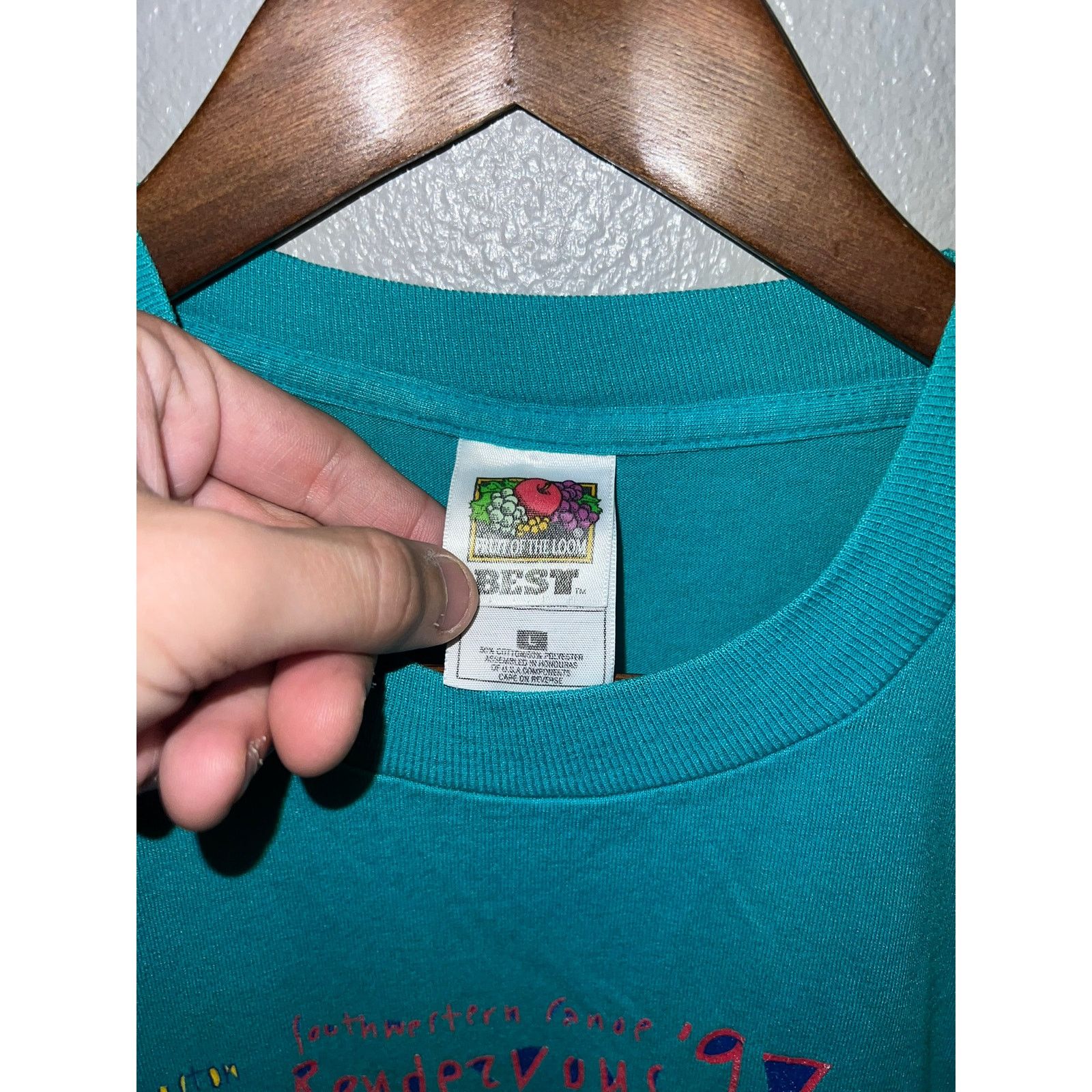 Fruit Of The Loom Vintage Canoe Shirt Houston Canoeing Club 97 Teal Tee M Size US M / EU 48-50 / 2 - 7 Thumbnail
