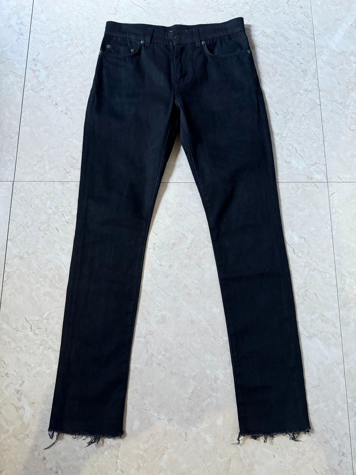Saint Laurent Paris Saint Laurent Paris Fringed and fringed denim jeans Size US 29 - 1 Thumbnail