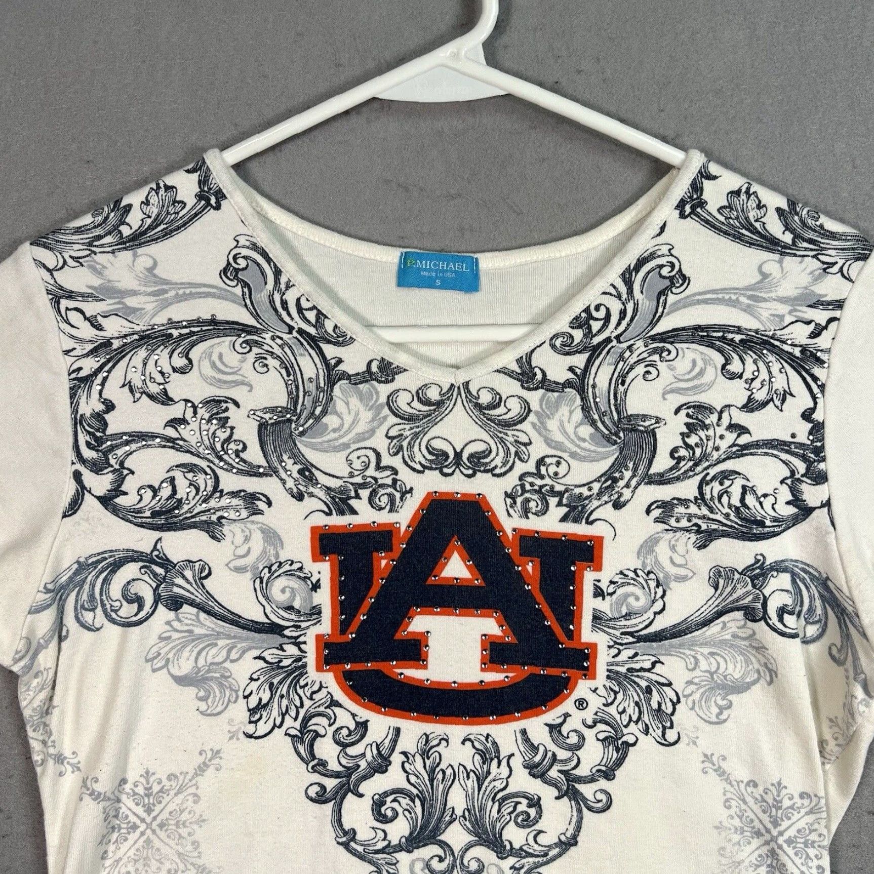 Vintage Auburn University Tigers T-Shirt P.Michael Women's Small White Made in USA Size S / US 4 / IT 40 - 2 Thumbnail