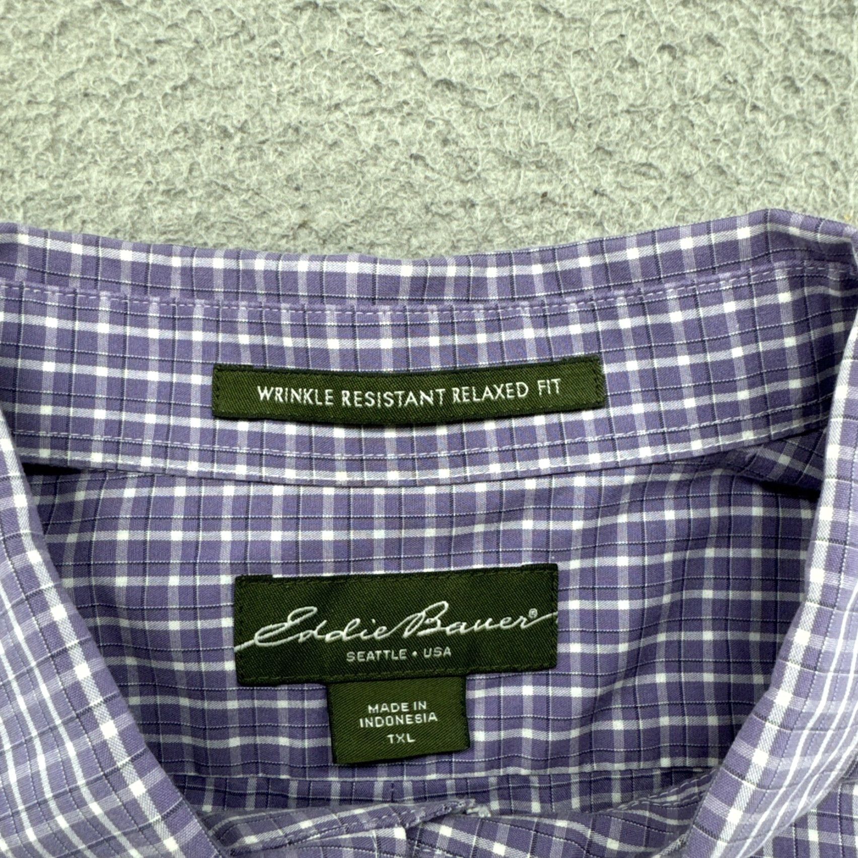 Eddie Bauer Eddie Bauer Dress Shirt Mens Purple Wrinkle Resistant Relaxed Fit Button Up XLT Size 46R - 2 Thumbnail