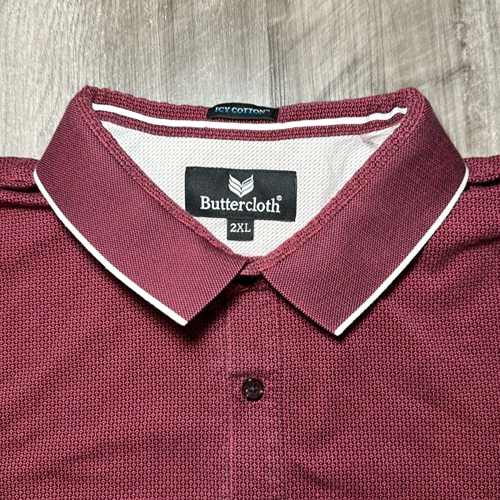 Vintage Buttercloth Polo Icy Cotton 2XL Men's Red Maroon/Black Cotton Shirt Shirt Size US XXL / EU 58 / 5 - 5 Thumbnail