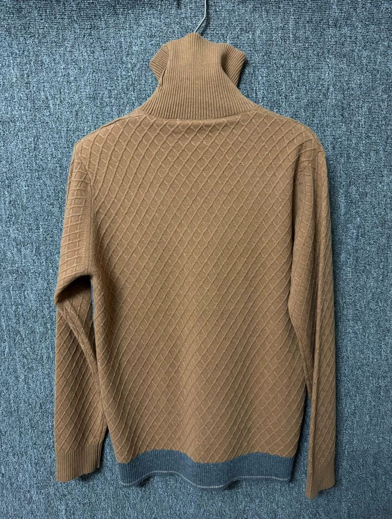 Loro Piana LORO PIANA Classic diamond pattern cashmere knit high coll Size US M / EU 48-50 / 2 - 2 Thumbnail