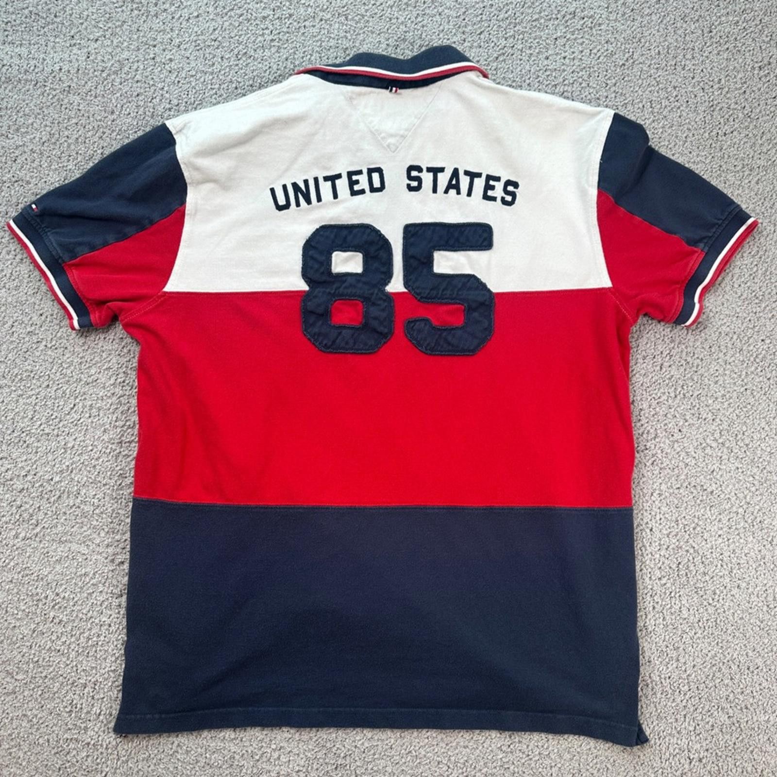 Tommy Hilfiger Tommy Hilfiger Mens USA Flag Custom Fit Polo Shirt XL 85 Size US XL / EU 56 / 4 - 3 Thumbnail