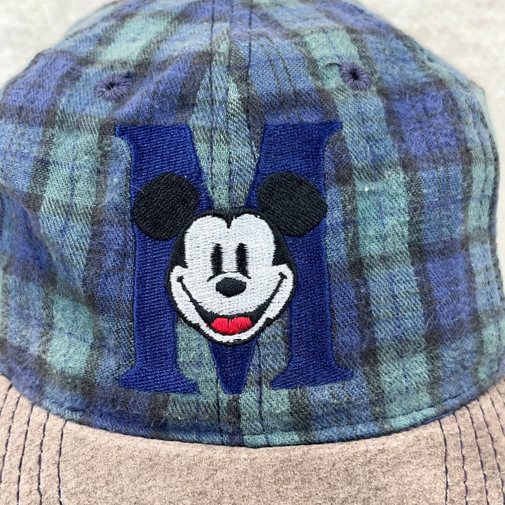 Mickey Unlimited VINTAGE Mickey Mouse Snapback Hat Cap Plaid Green Blue 90s Retro Cartoon Adjustable Mens Size ONE SIZE - 3 Thumbnail