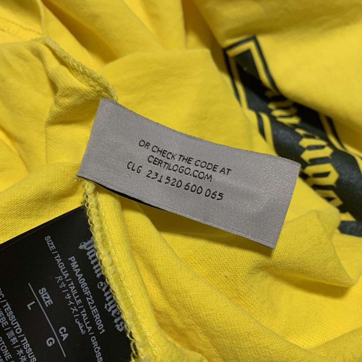 Palm Angels Palm Angels Large Box Logo Graphic Yellow Tee Size US L / EU 52-54 / 3 - 8 Thumbnail