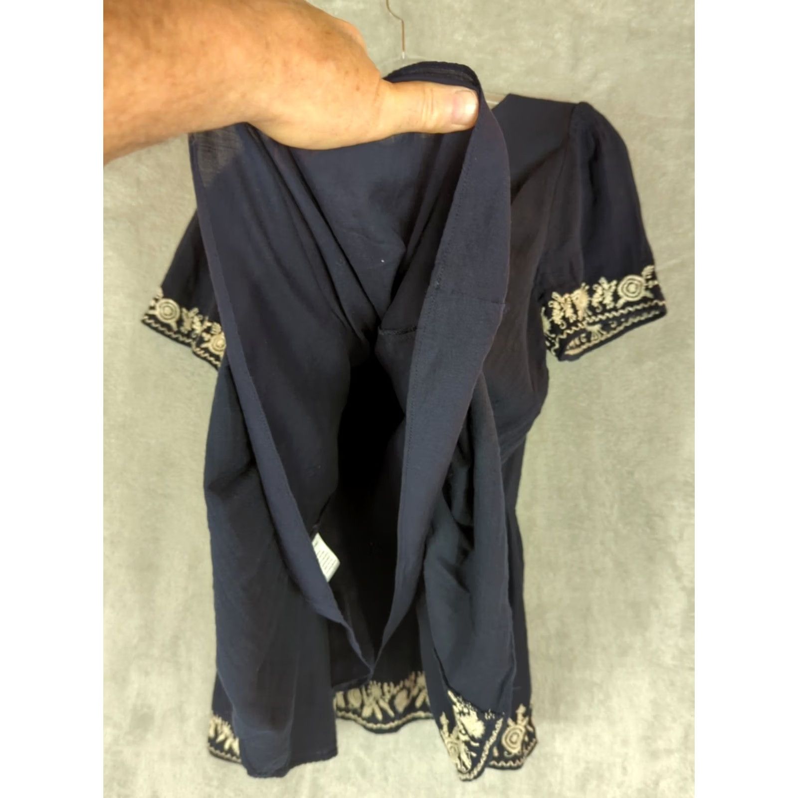 Market Farmers Market peplum Top Lagenlook Embroidered Detail Cotton M Boho Festival Blue Women Blouse Size M / US 6-8 / IT 42-44 - 7 Thumbnail